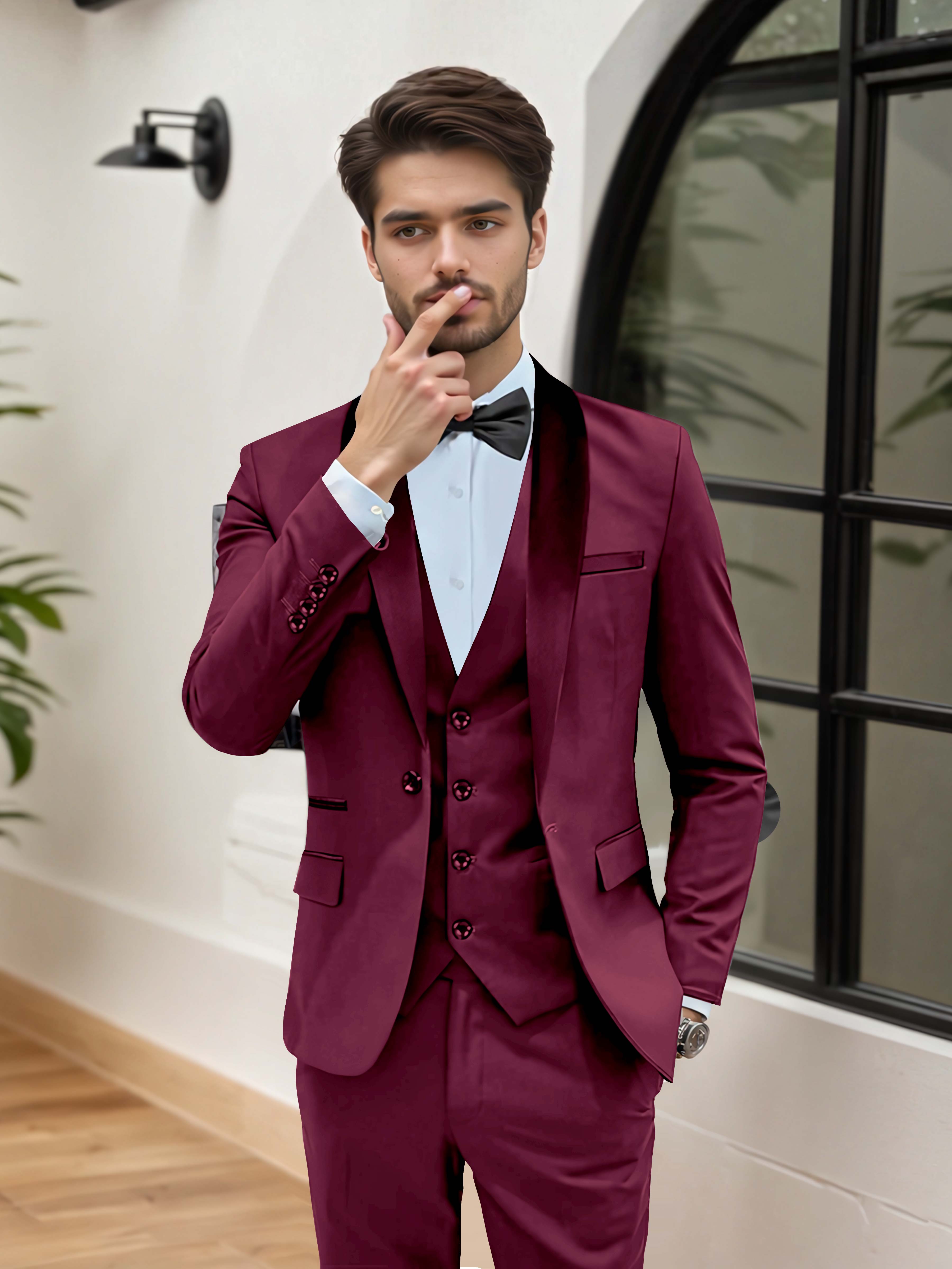 Stylish Men's Wedding Suit 3 Pieces One Button Event Suits