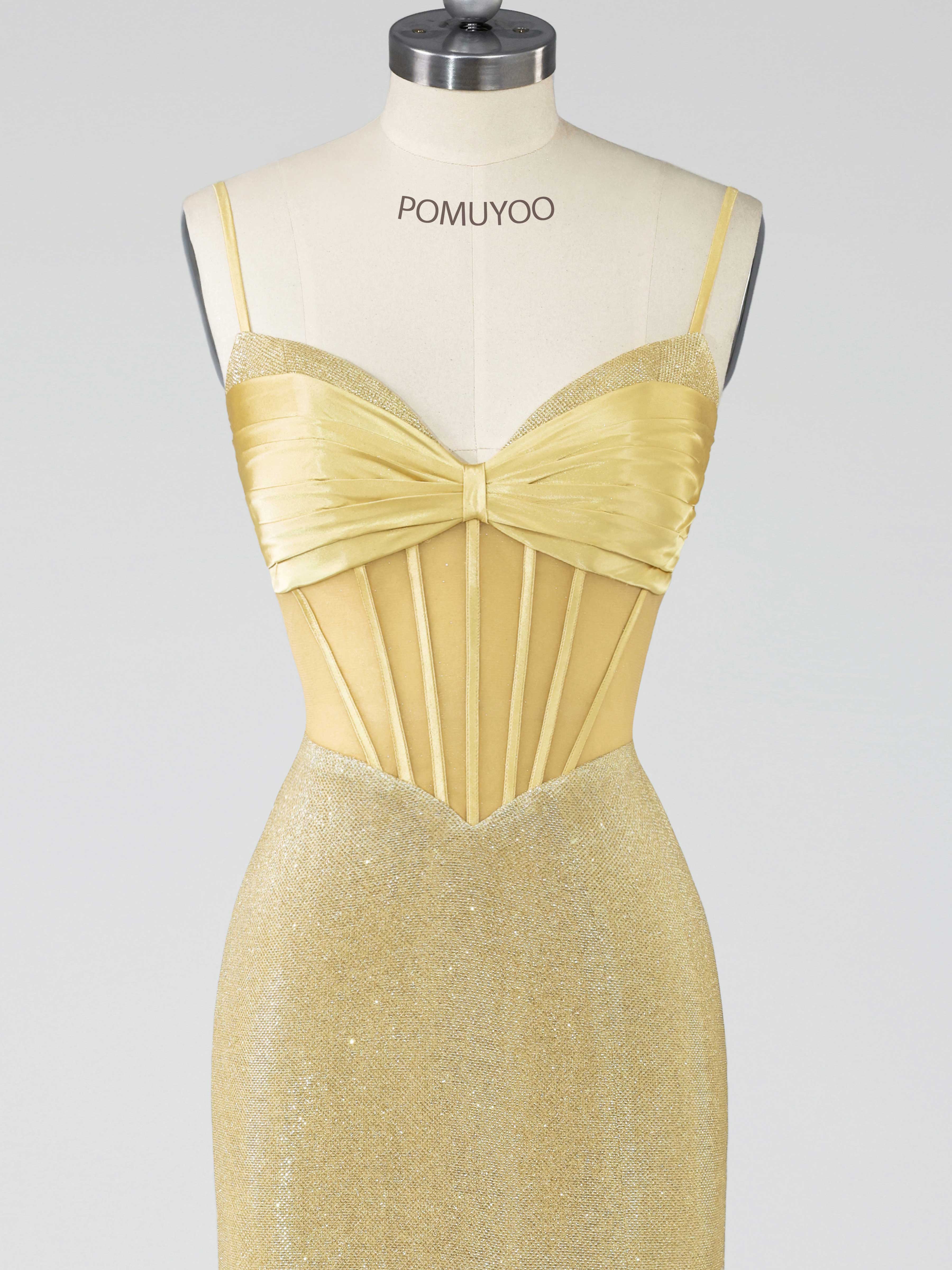 Stylish Mermaid Spaghetti Straps Corset Slit Long Prom Dresses