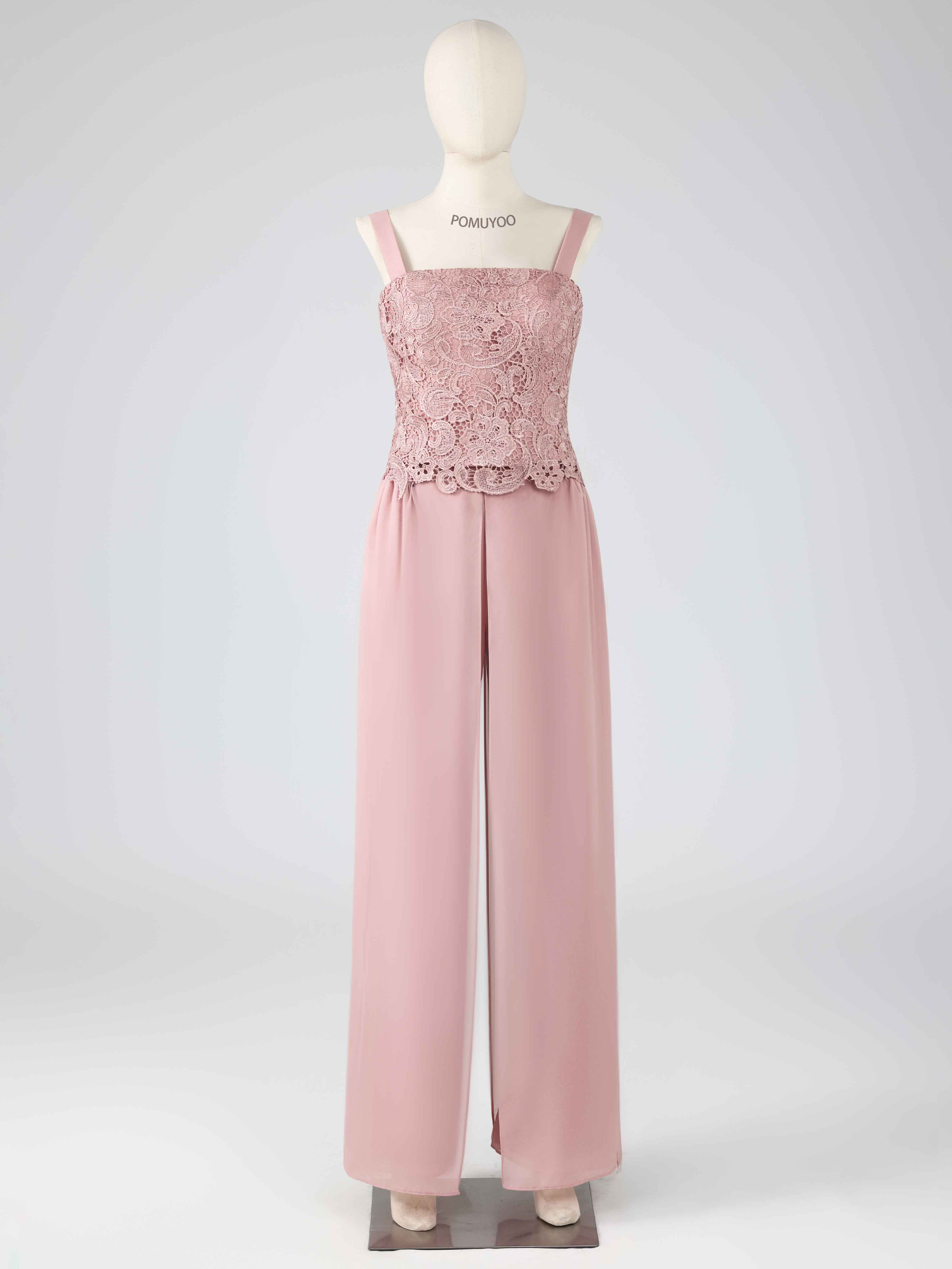 Stylish Square Three Pieces Lace Mother of the Bride Pantsuit