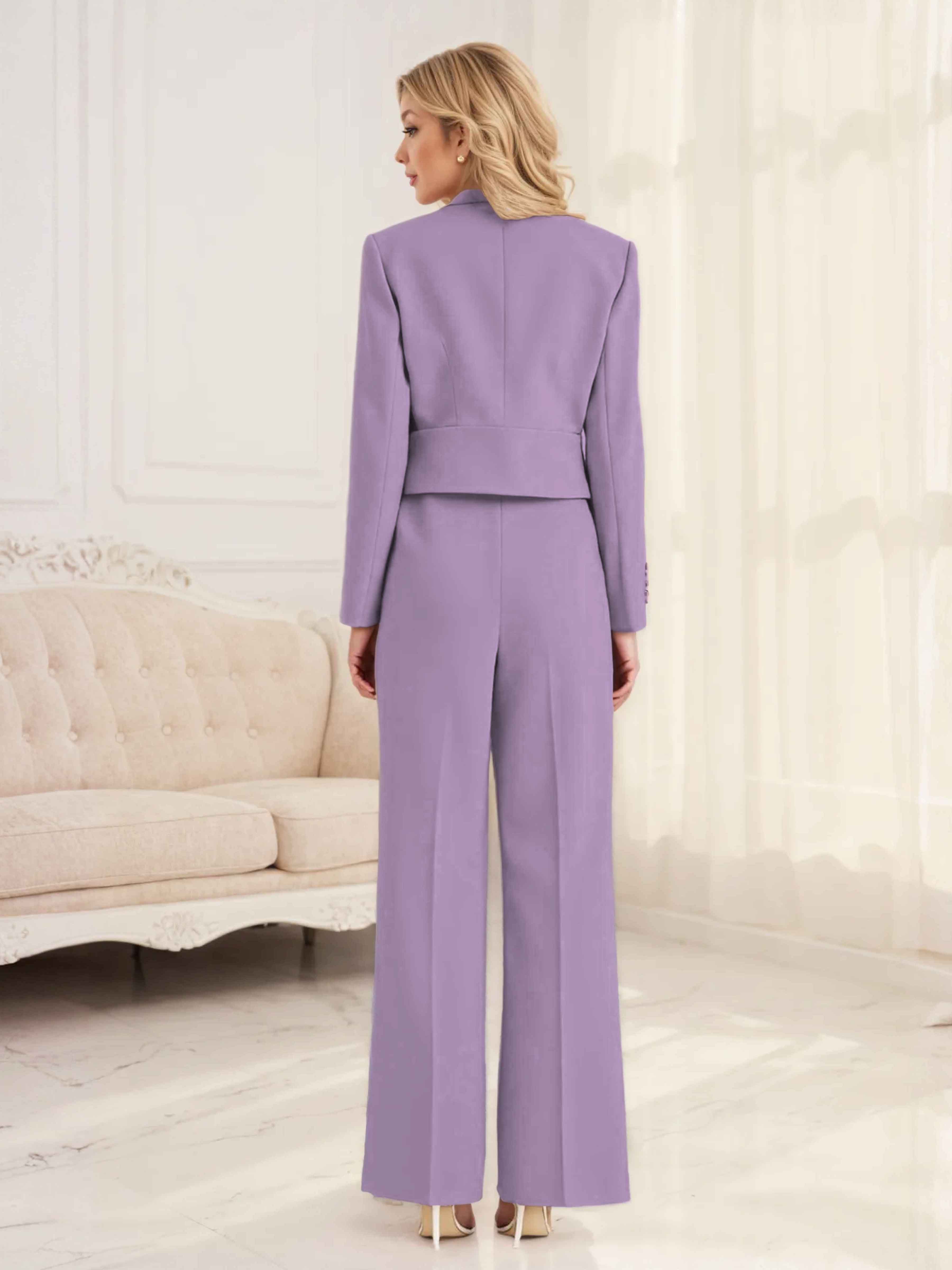 Stylish 2 Pieces Notched Lapel One Button Women Suits with Sleeves