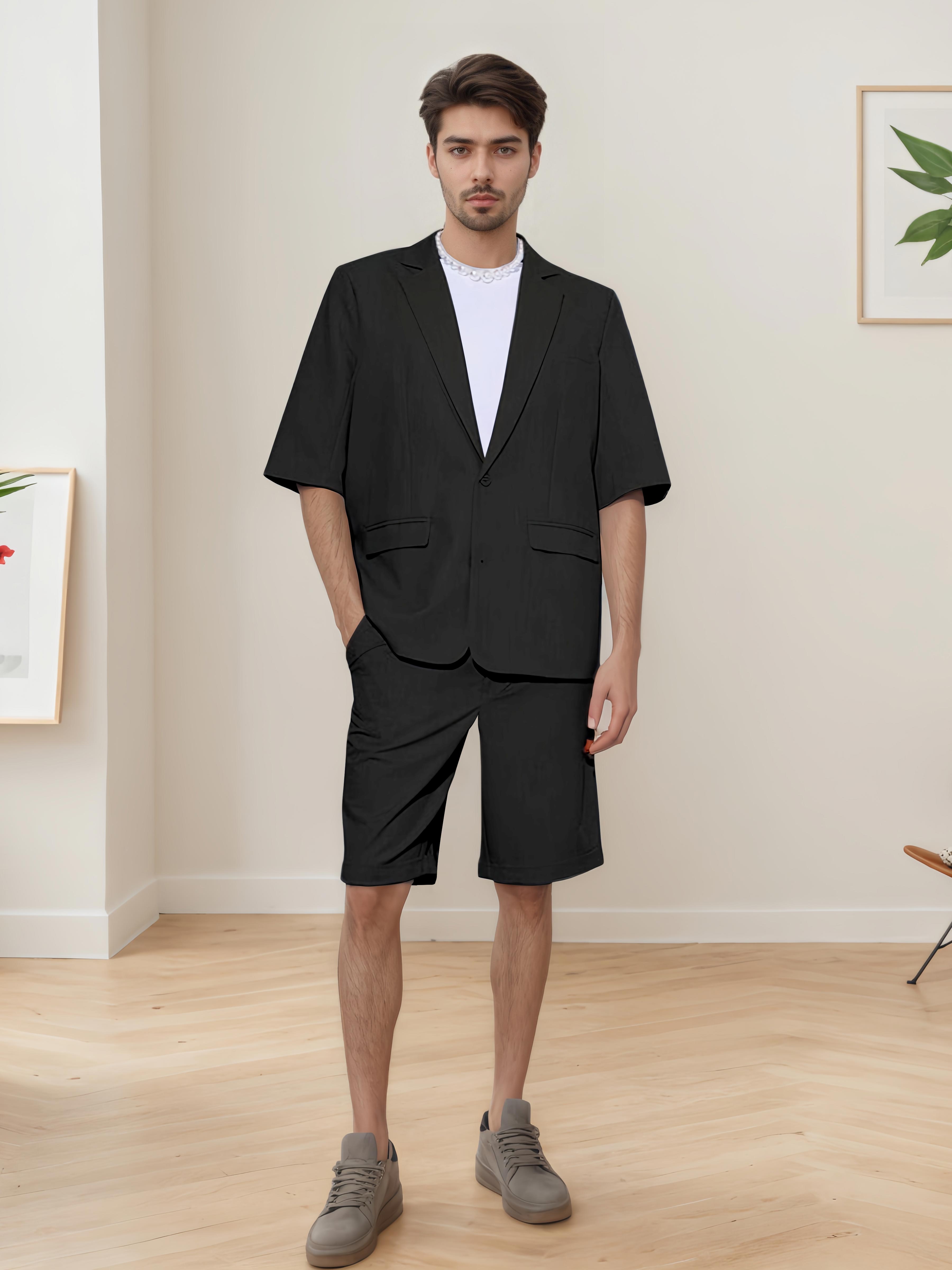 Summer Casual Men's Short Sleeve 2 Pieces Everyday Suits