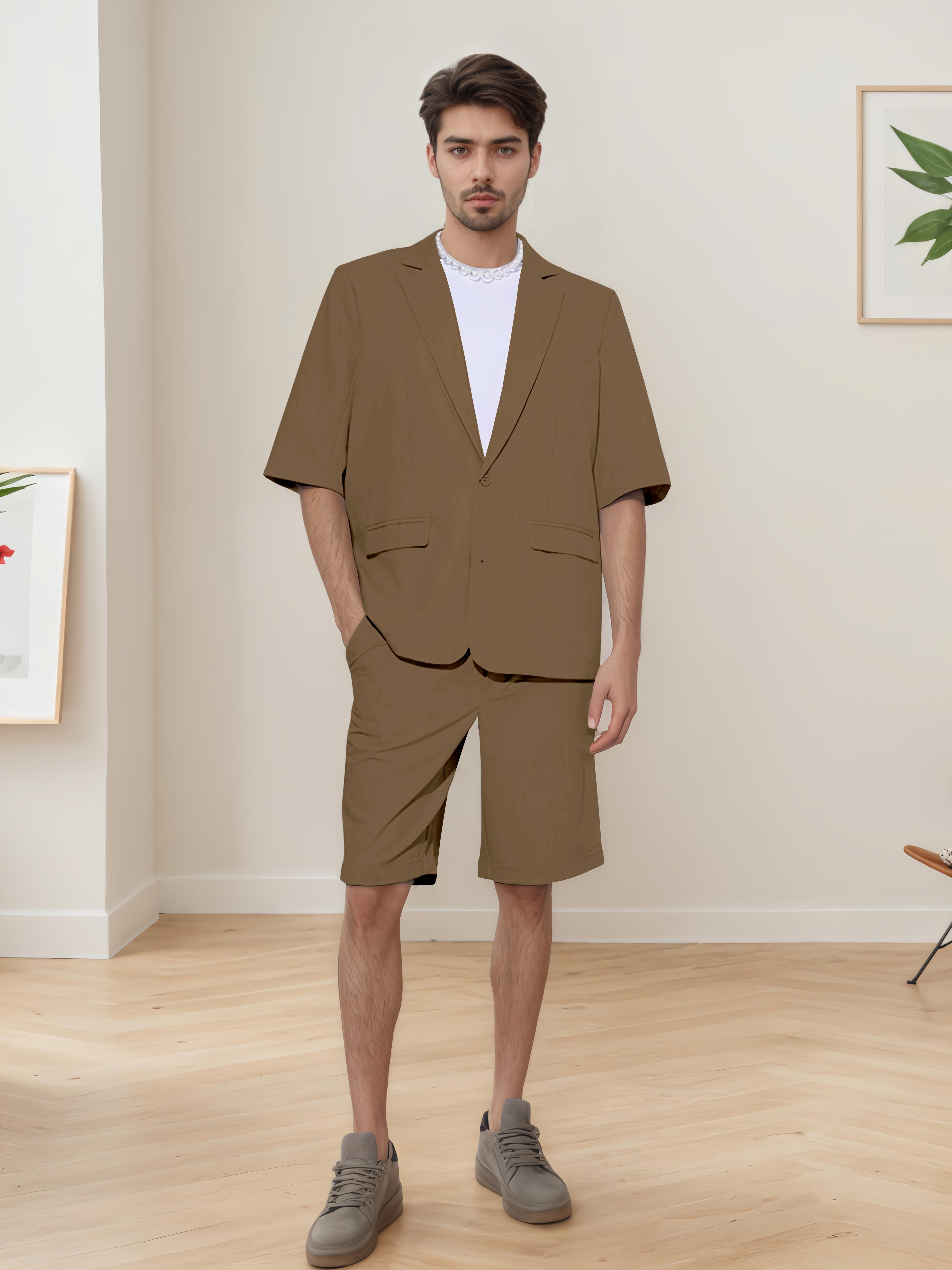 Summer Casual Men's Short Sleeve 2 Pieces Everyday Suits
