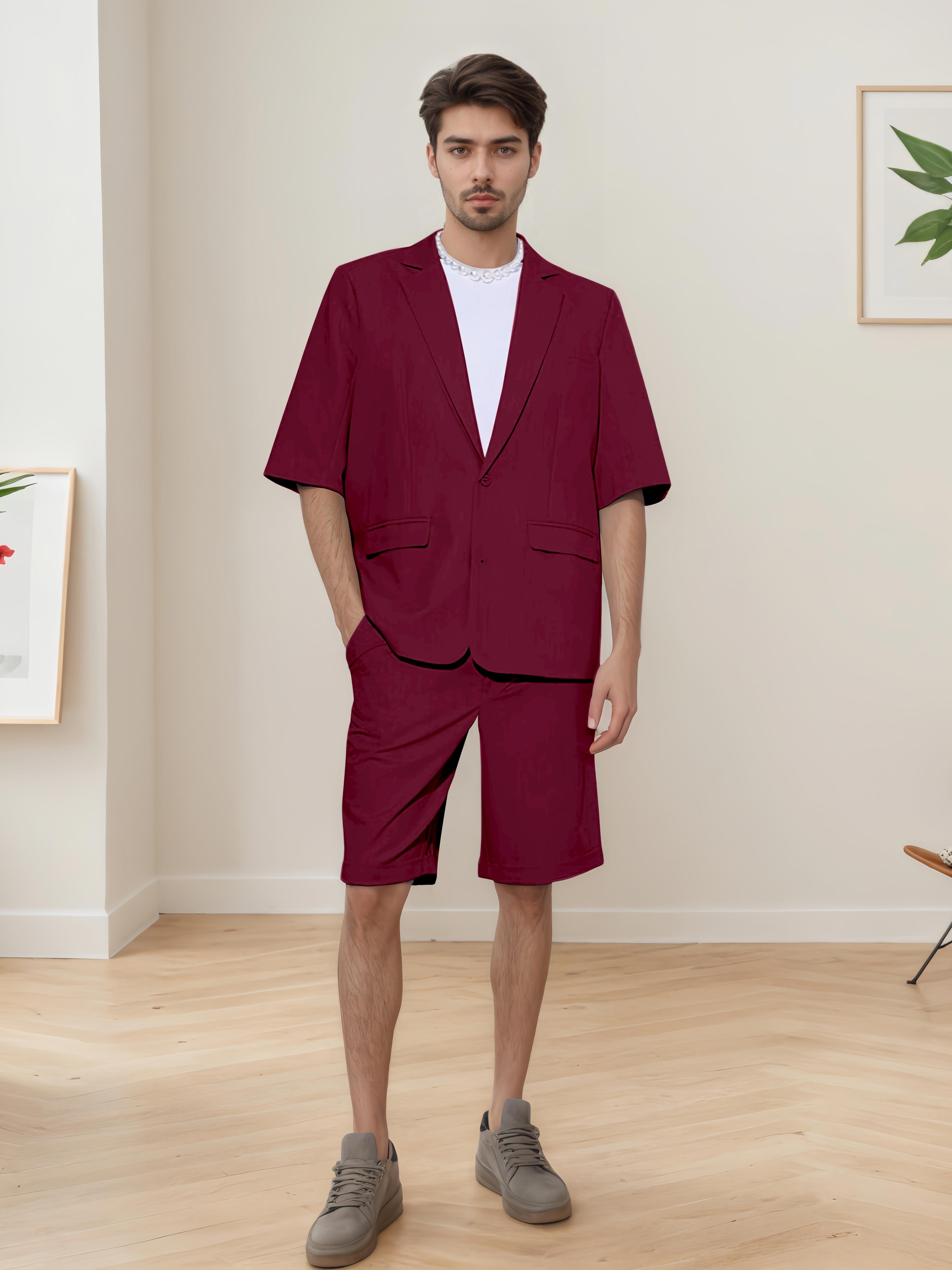 Summer Casual Men's Short Sleeve 2 Pieces Everyday Suits