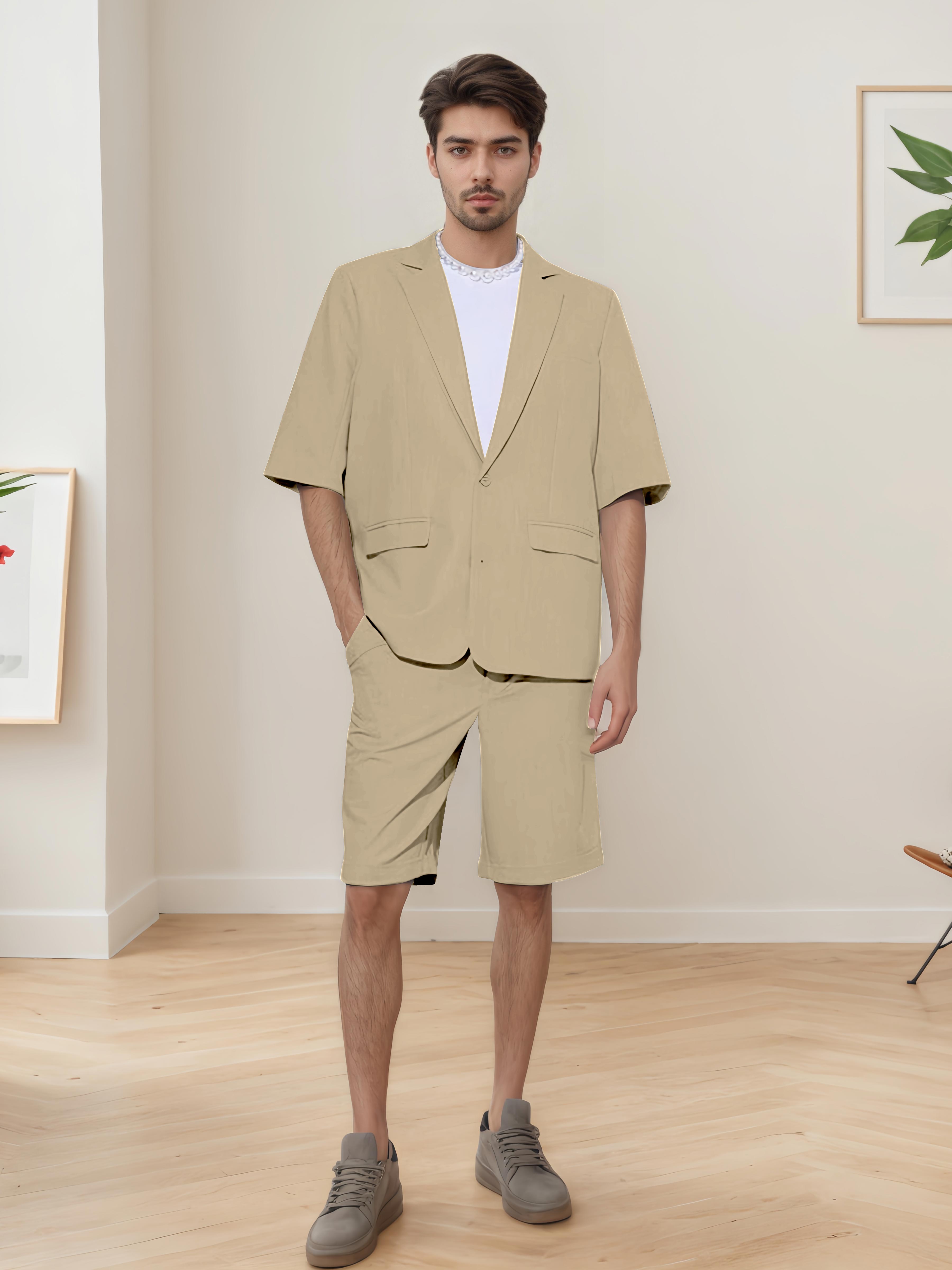 Summer Casual Men's Short Sleeve 2 Pieces Everyday Suits