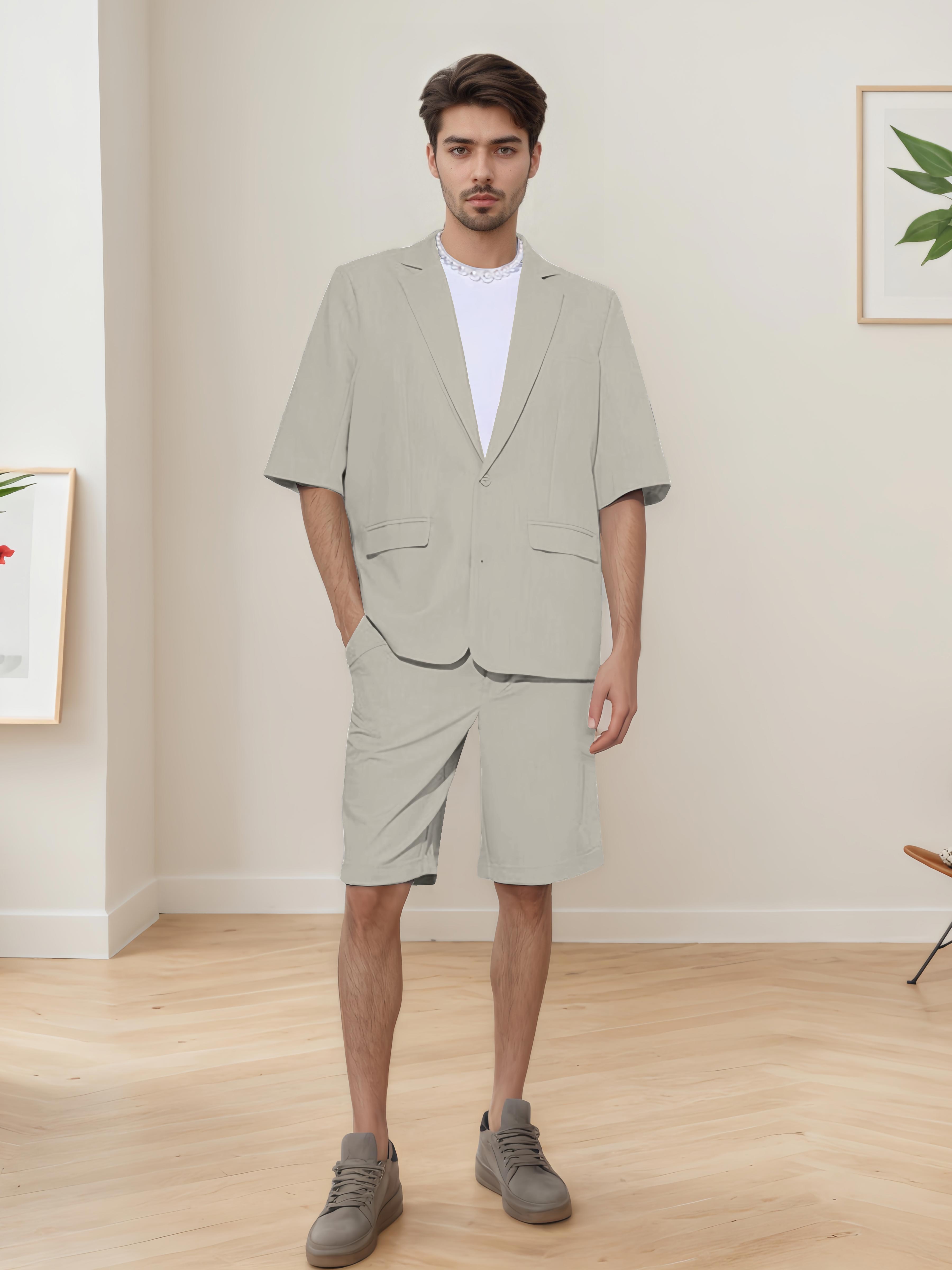 Summer Casual Men's Short Sleeve 2 Pieces Everyday Suits