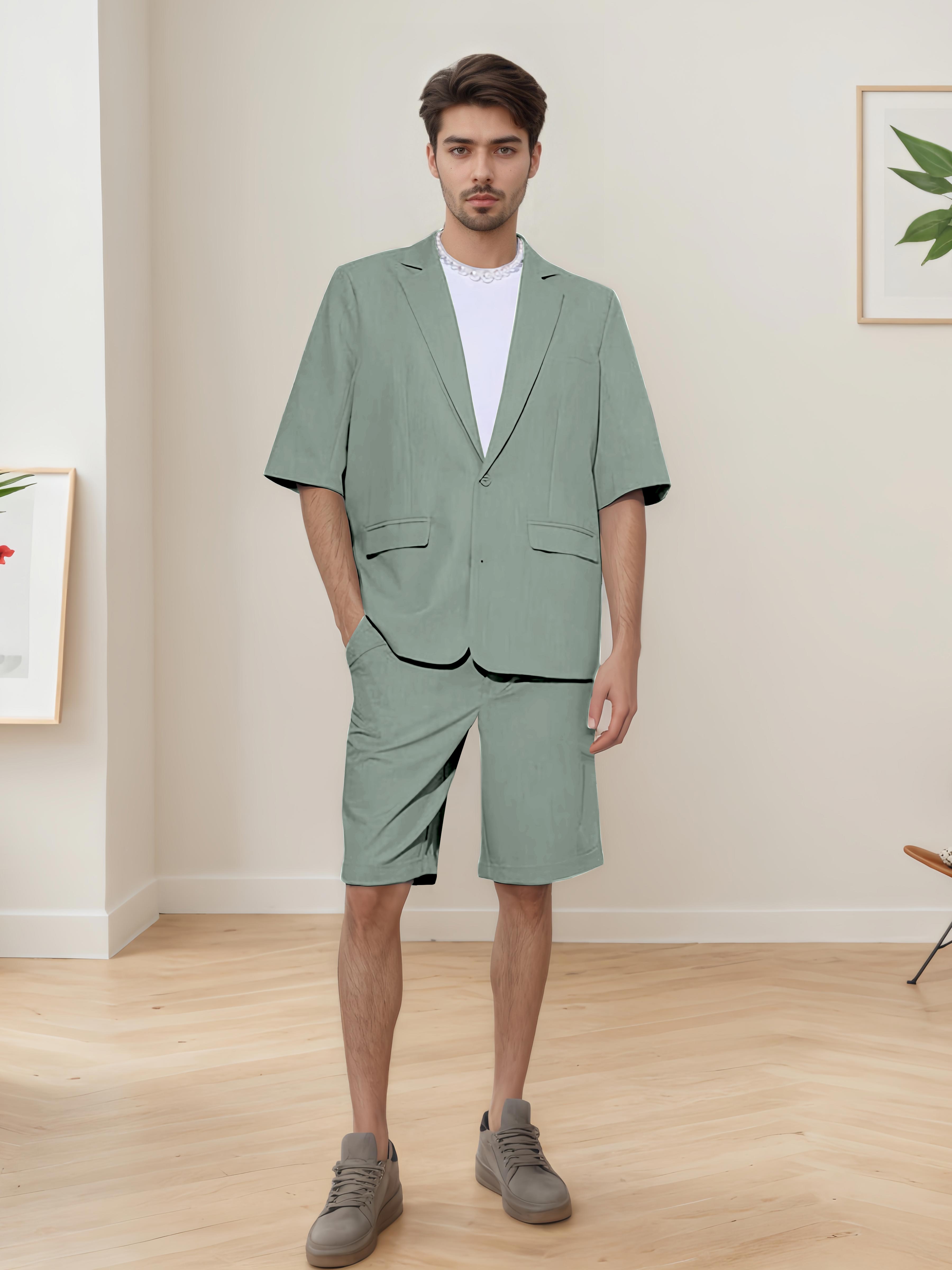 Summer Casual Men's Short Sleeve 2 Pieces Everyday Suits