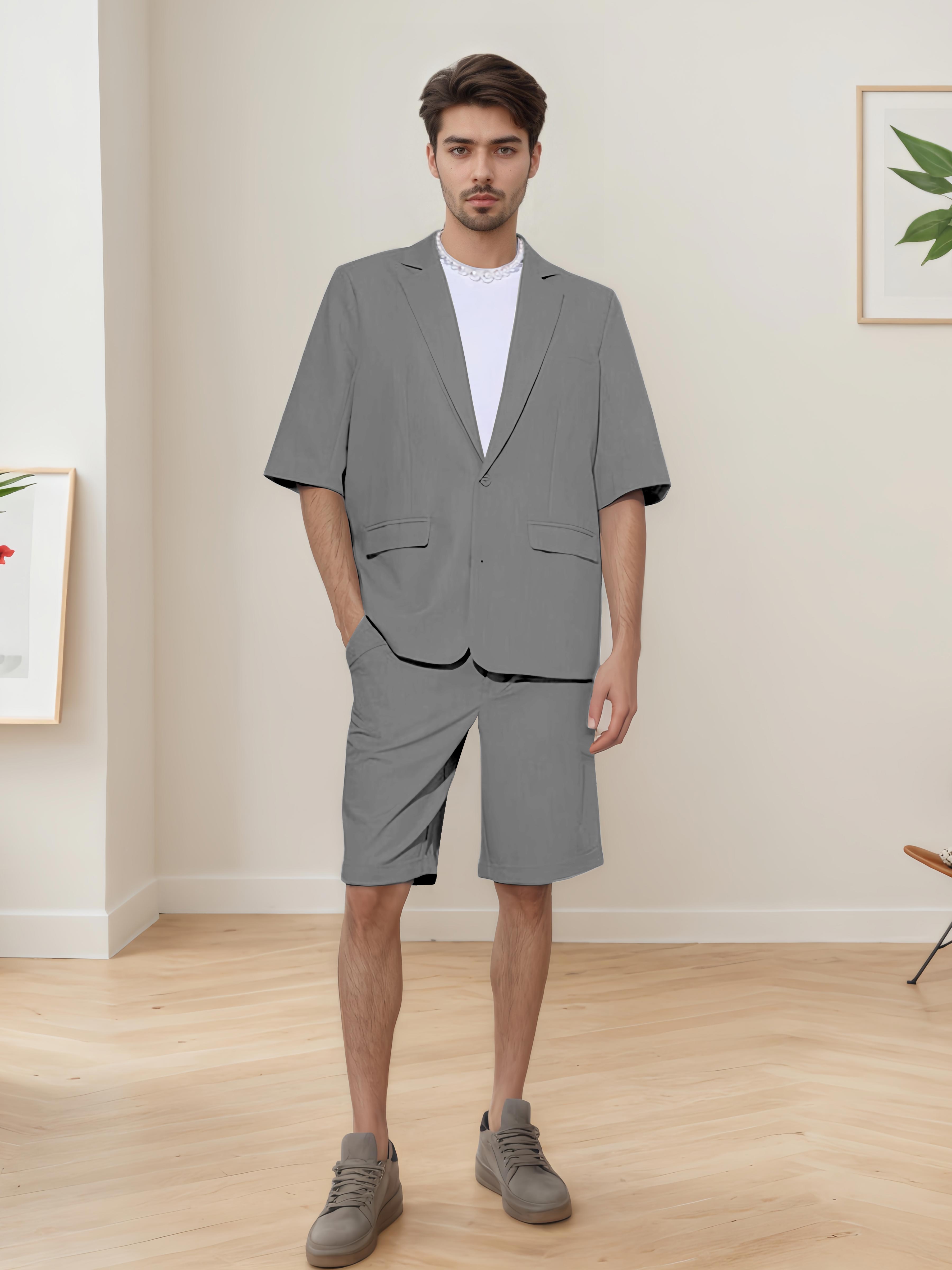 Summer Casual Men's Short Sleeve 2 Pieces Everyday Suits