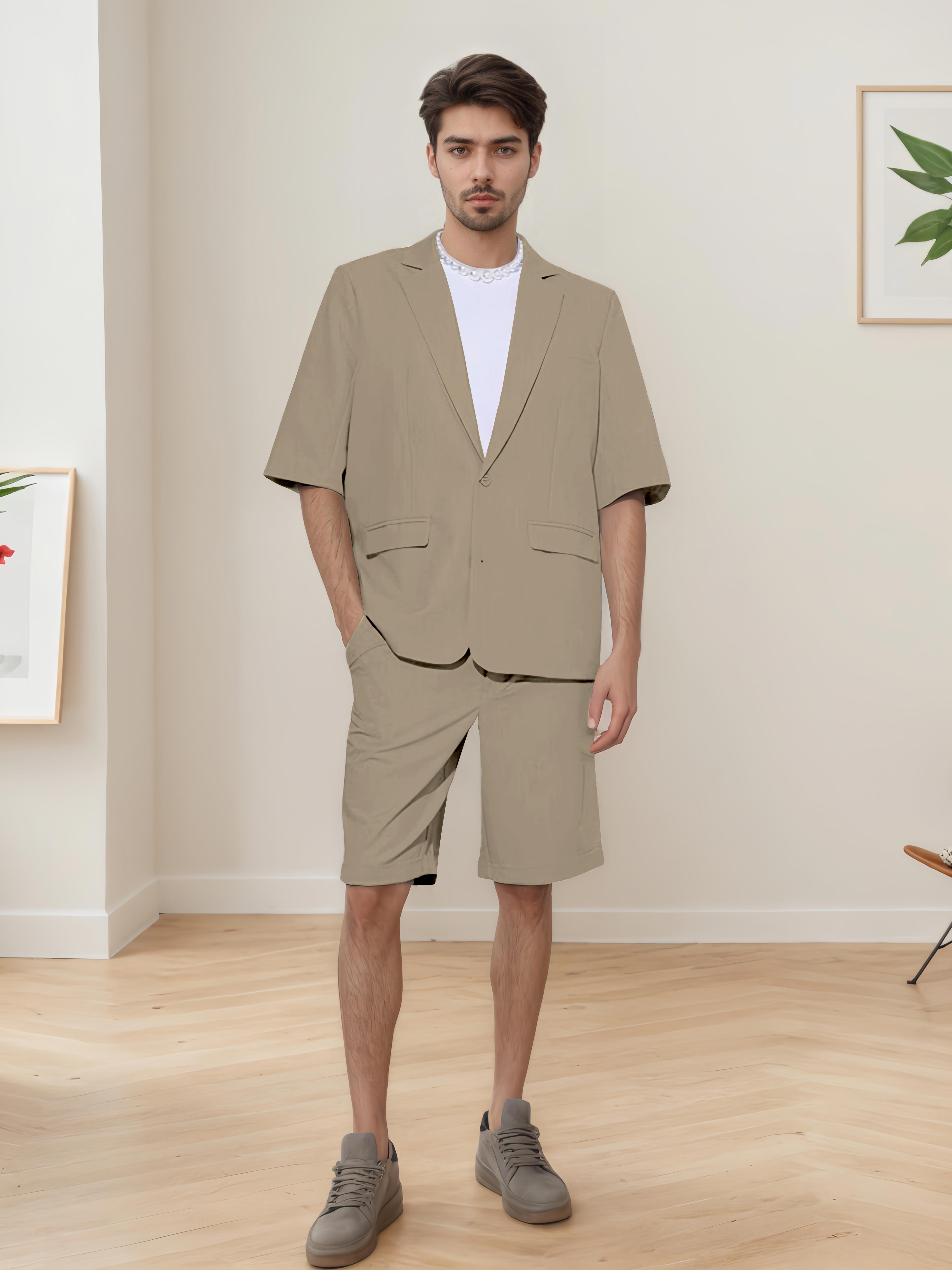 Summer Casual Men's Short Sleeve 2 Pieces Everyday Suits