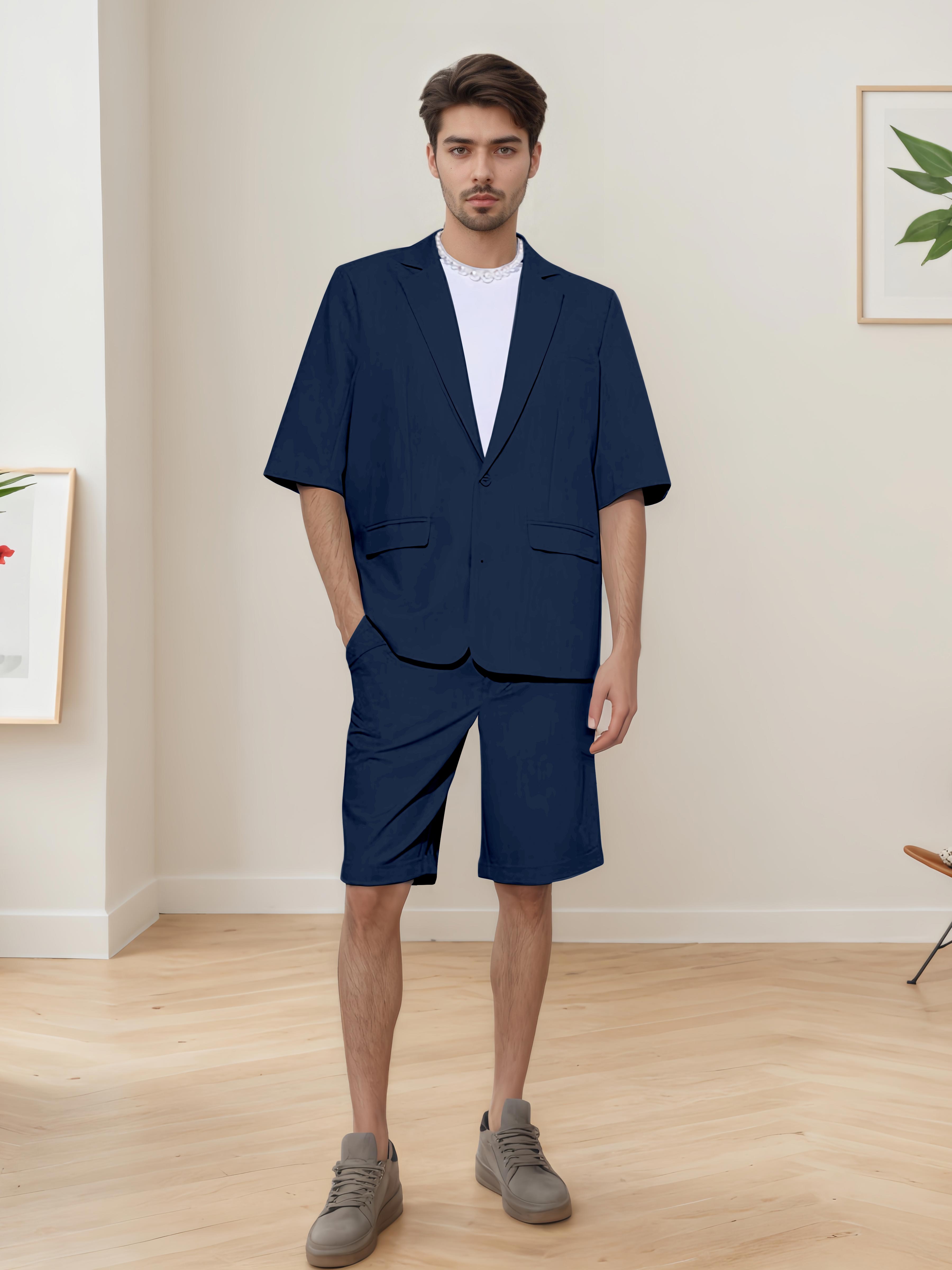Summer Casual Men's Short Sleeve 2 Pieces Everyday Suits