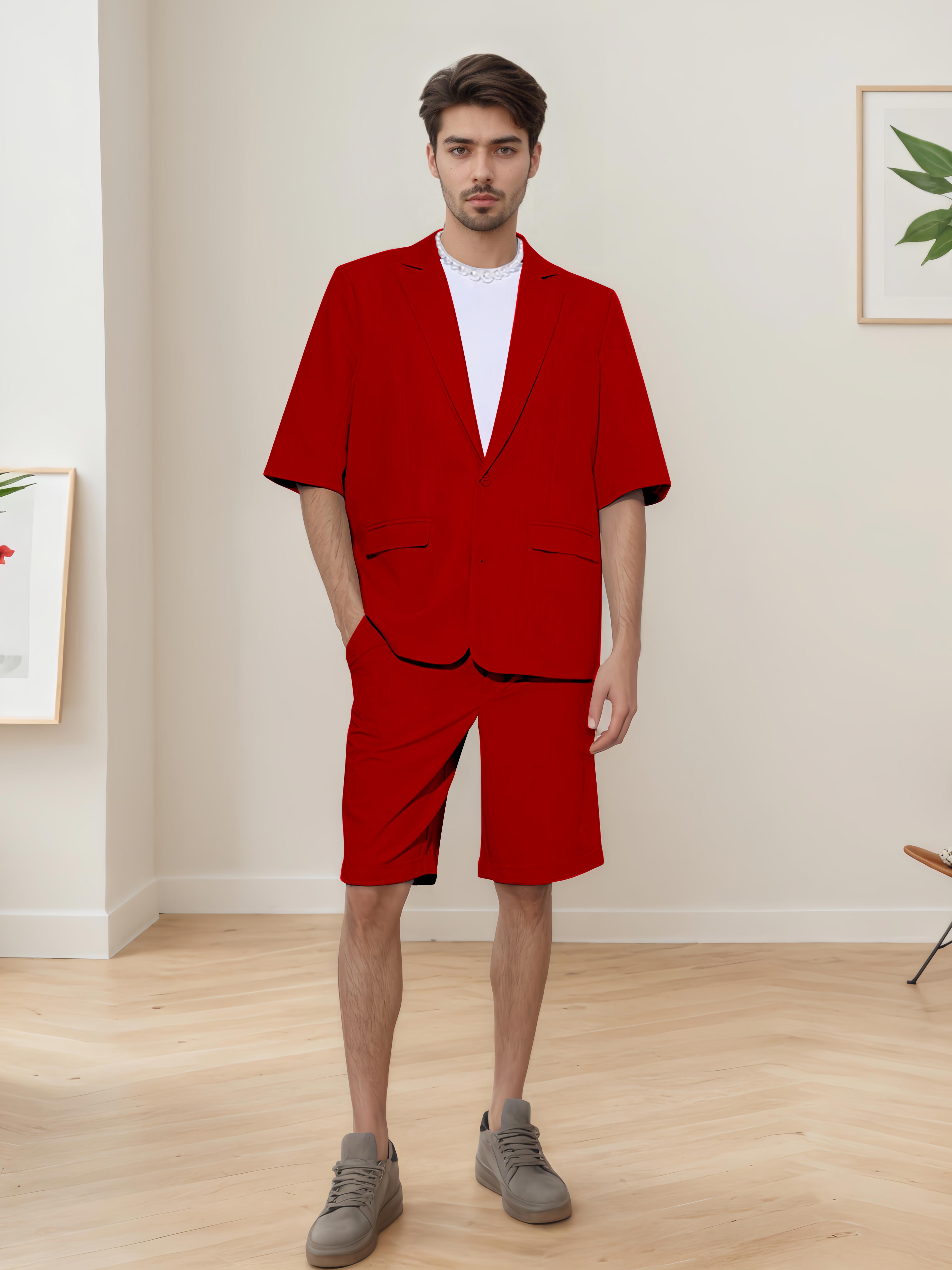 Summer Casual Men's Short Sleeve 2 Pieces Everyday Suits