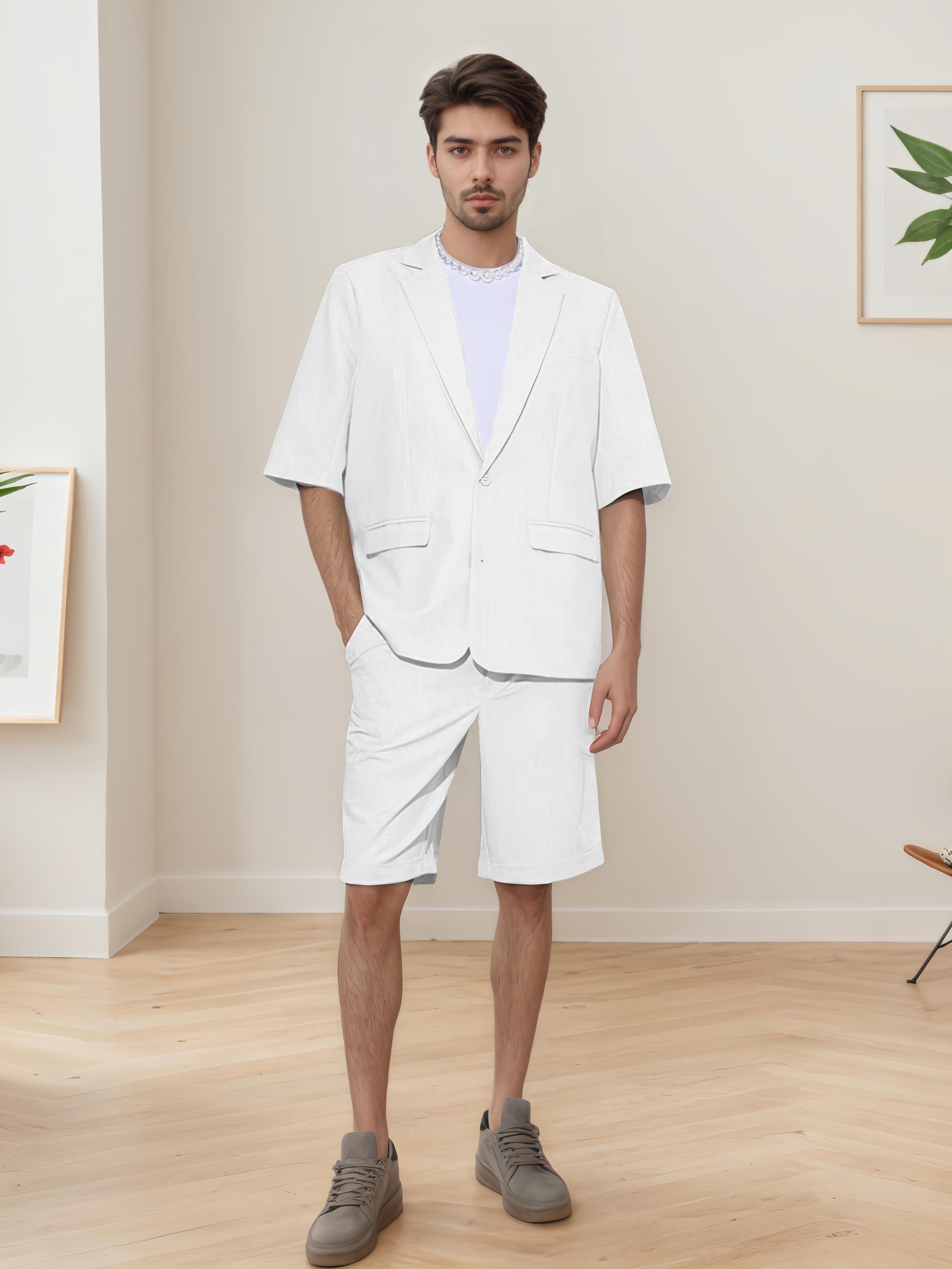 Summer Casual Men's Short Sleeve 2 Pieces Everyday Suits