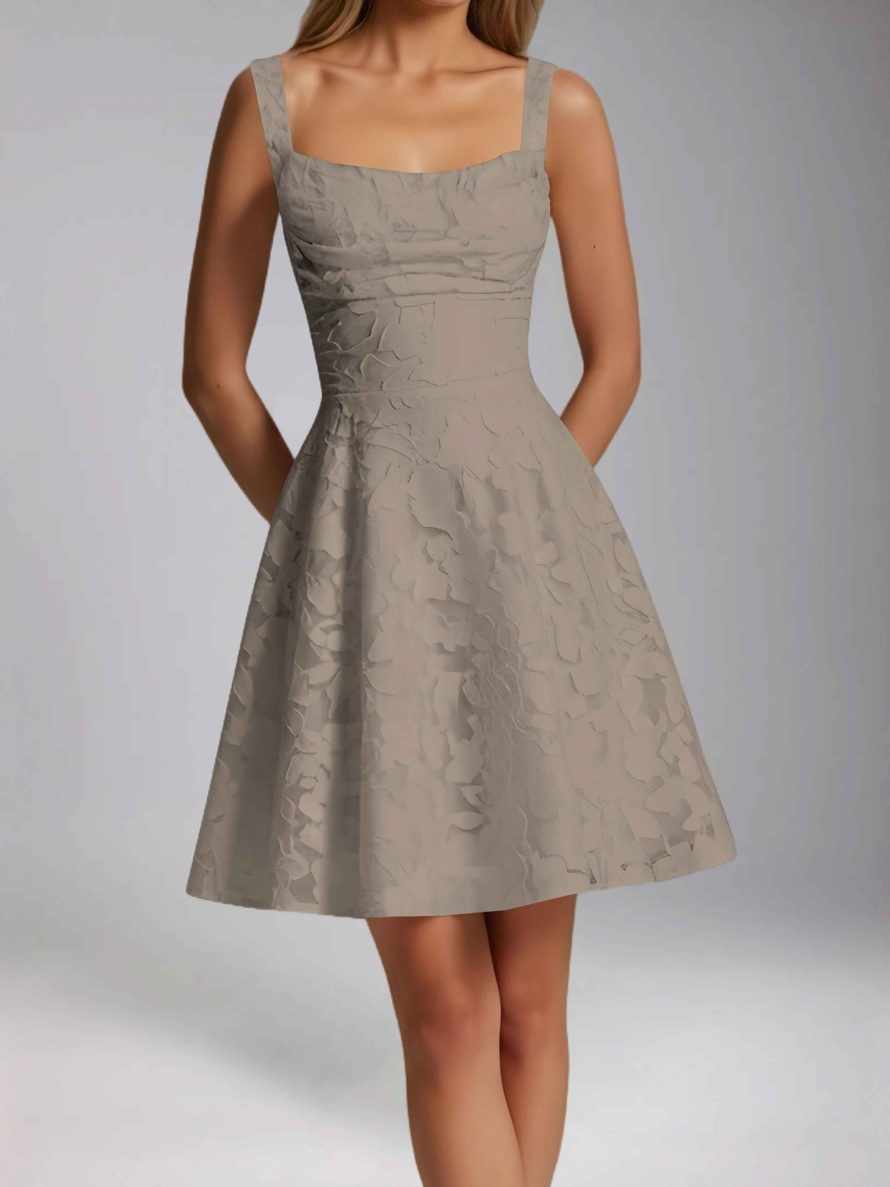 Oraelvanna Elegant Pleated A-Line Jacquard Short Party Dresses