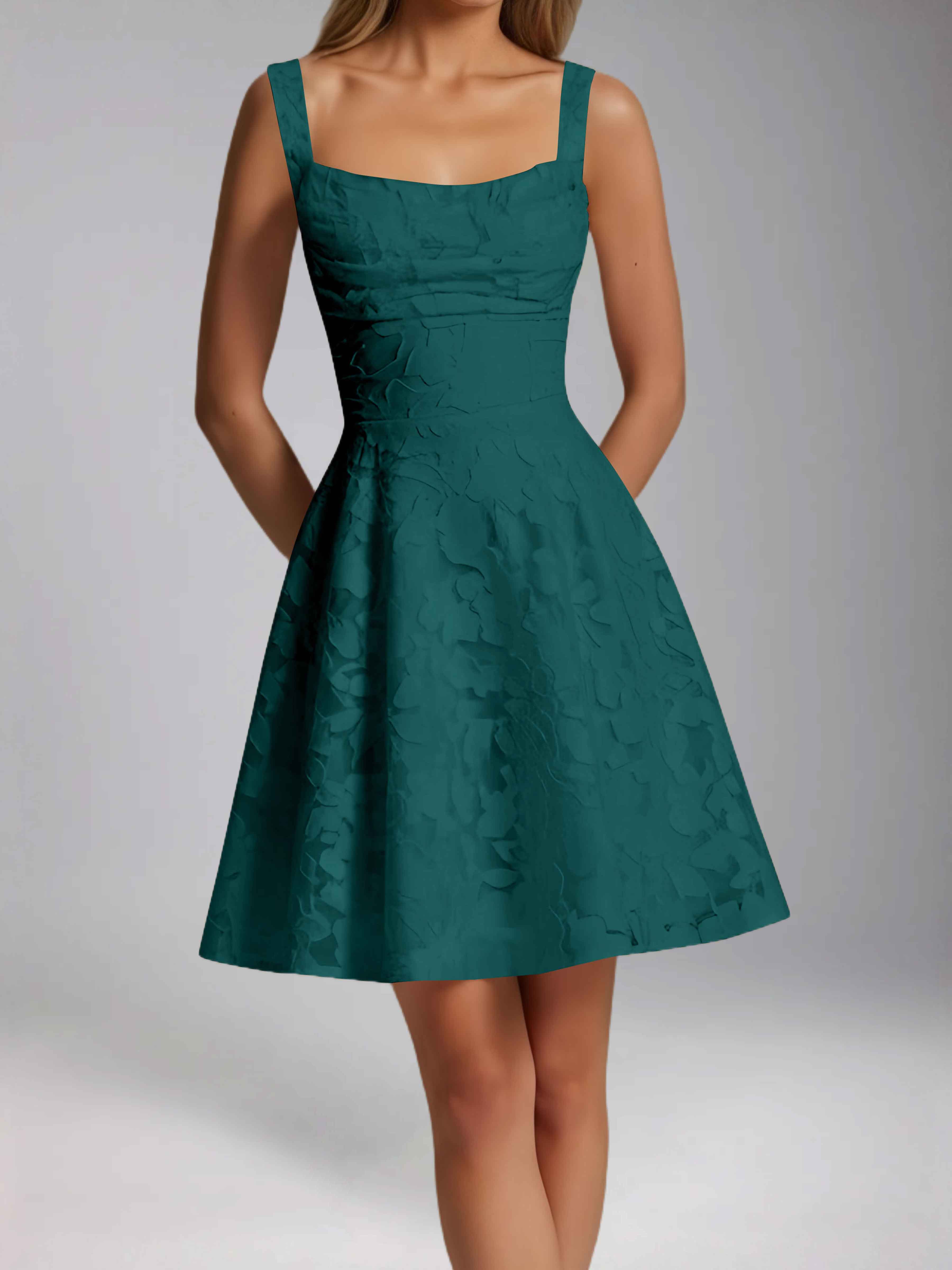 Oraelvanna Elegant Pleated A-Line Jacquard Short Party Dresses