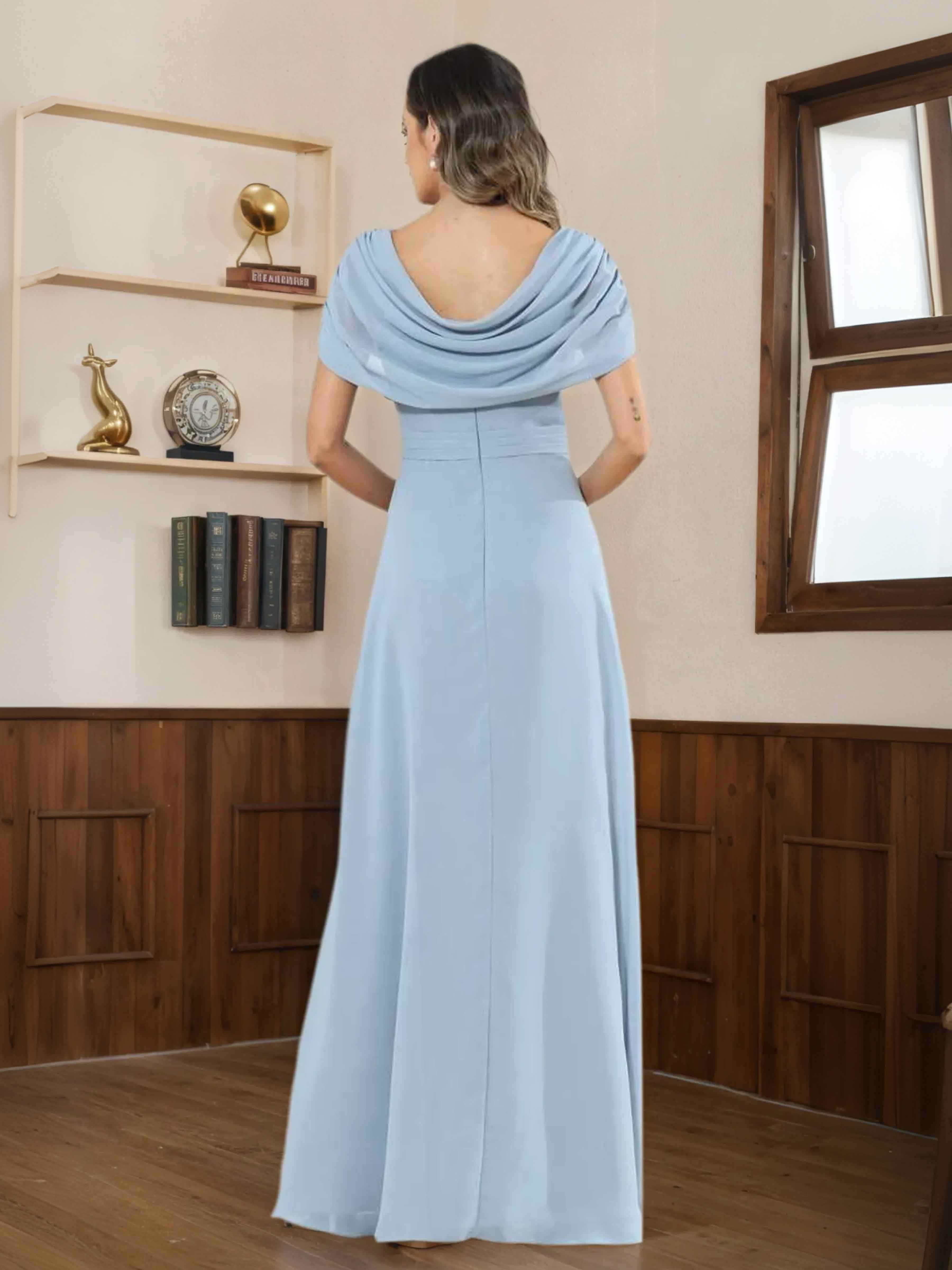 Thalassa Trendy Cowl Beading High Low Chiffon Mother of the Bride Dresses