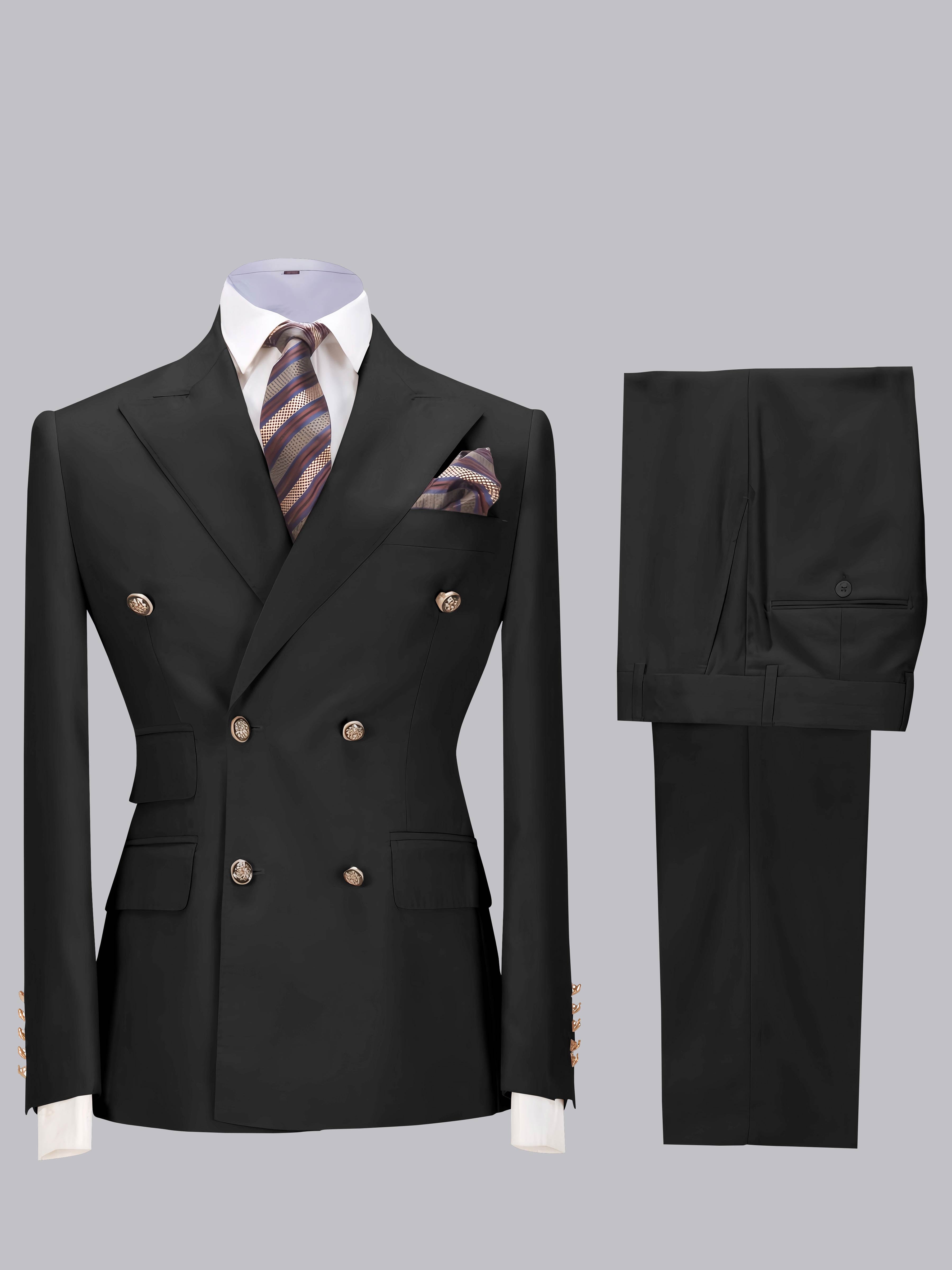 Elegant Double Breasted Slim Fit Men's 2 Pieces Wedding Suits