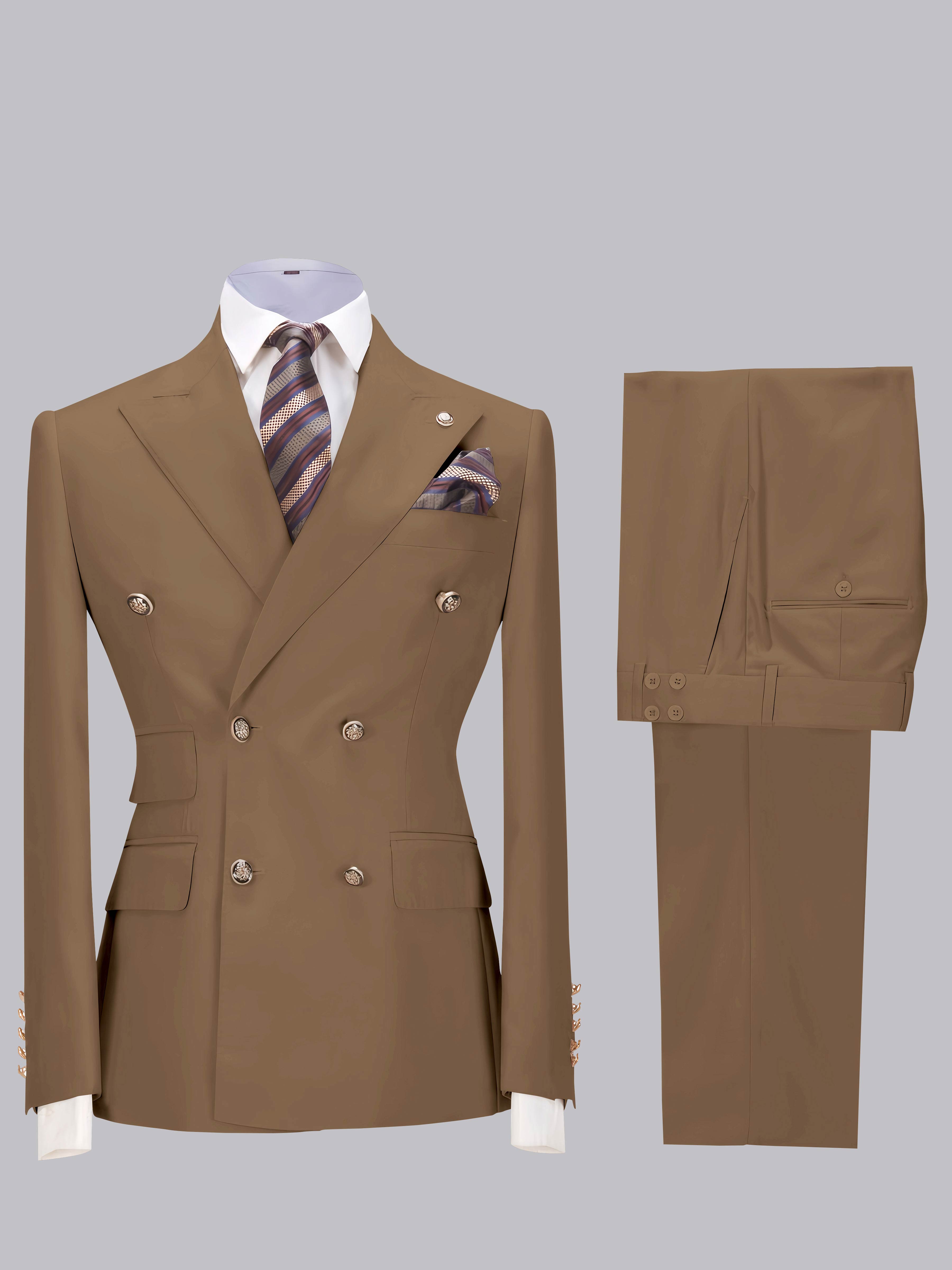 Elegant Double Breasted Slim Fit Men's 2 Pieces Wedding Suits