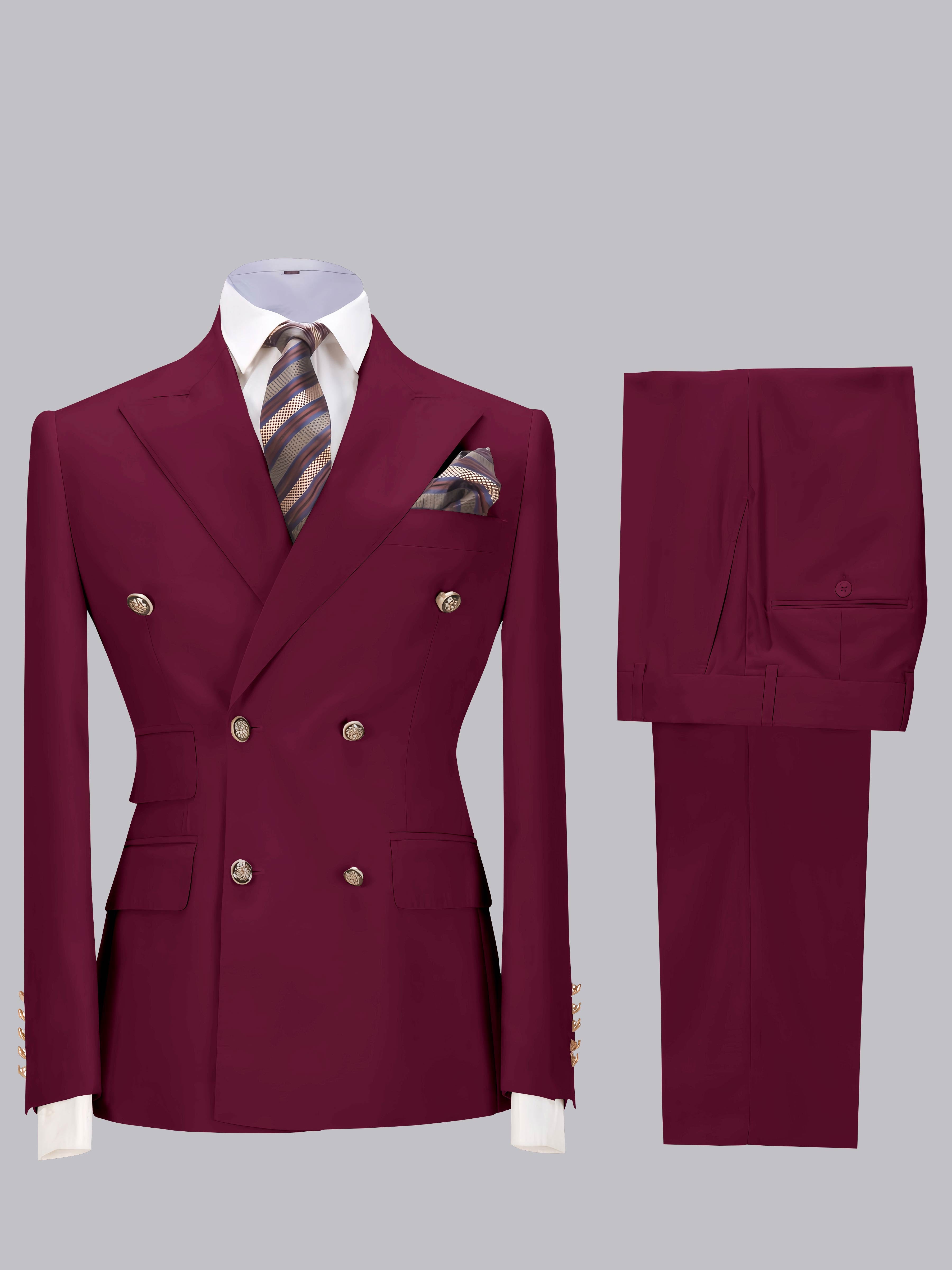 Elegant Double Breasted Slim Fit Men's 2 Pieces Wedding Suits