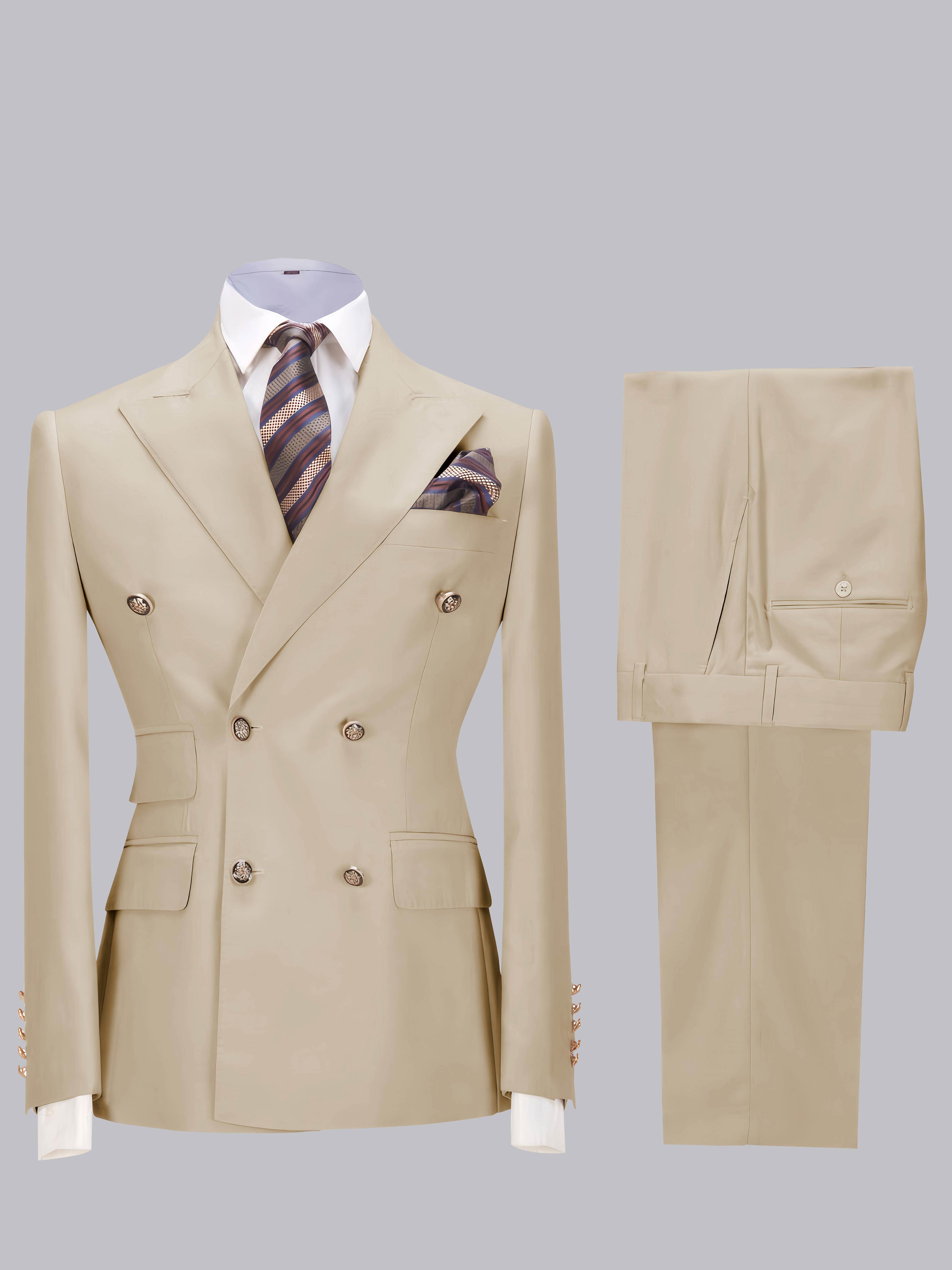 Elegant Double Breasted Slim Fit Men's 2 Pieces Wedding Suits
