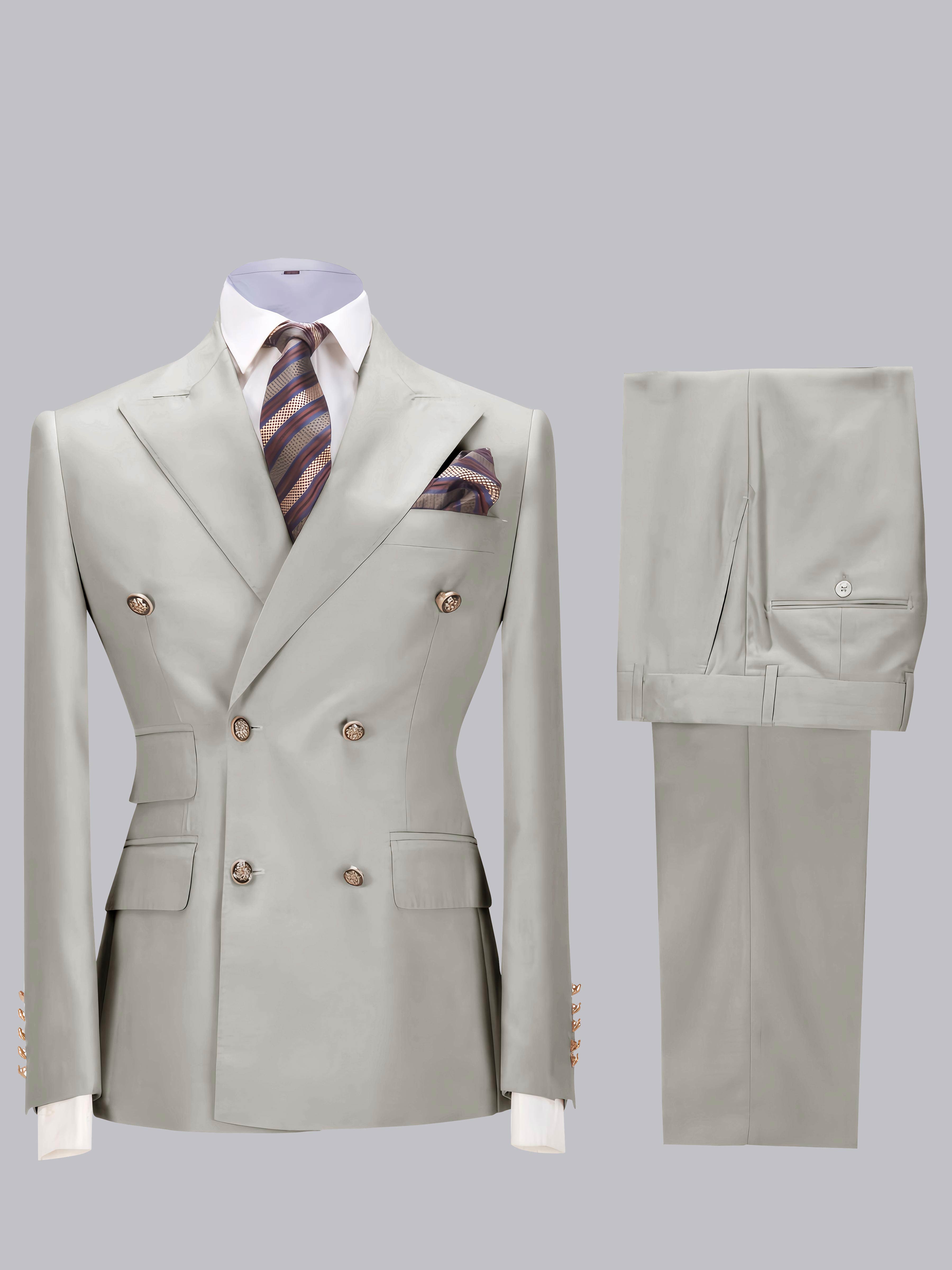 Elegant Double Breasted Slim Fit Men's 2 Pieces Wedding Suits