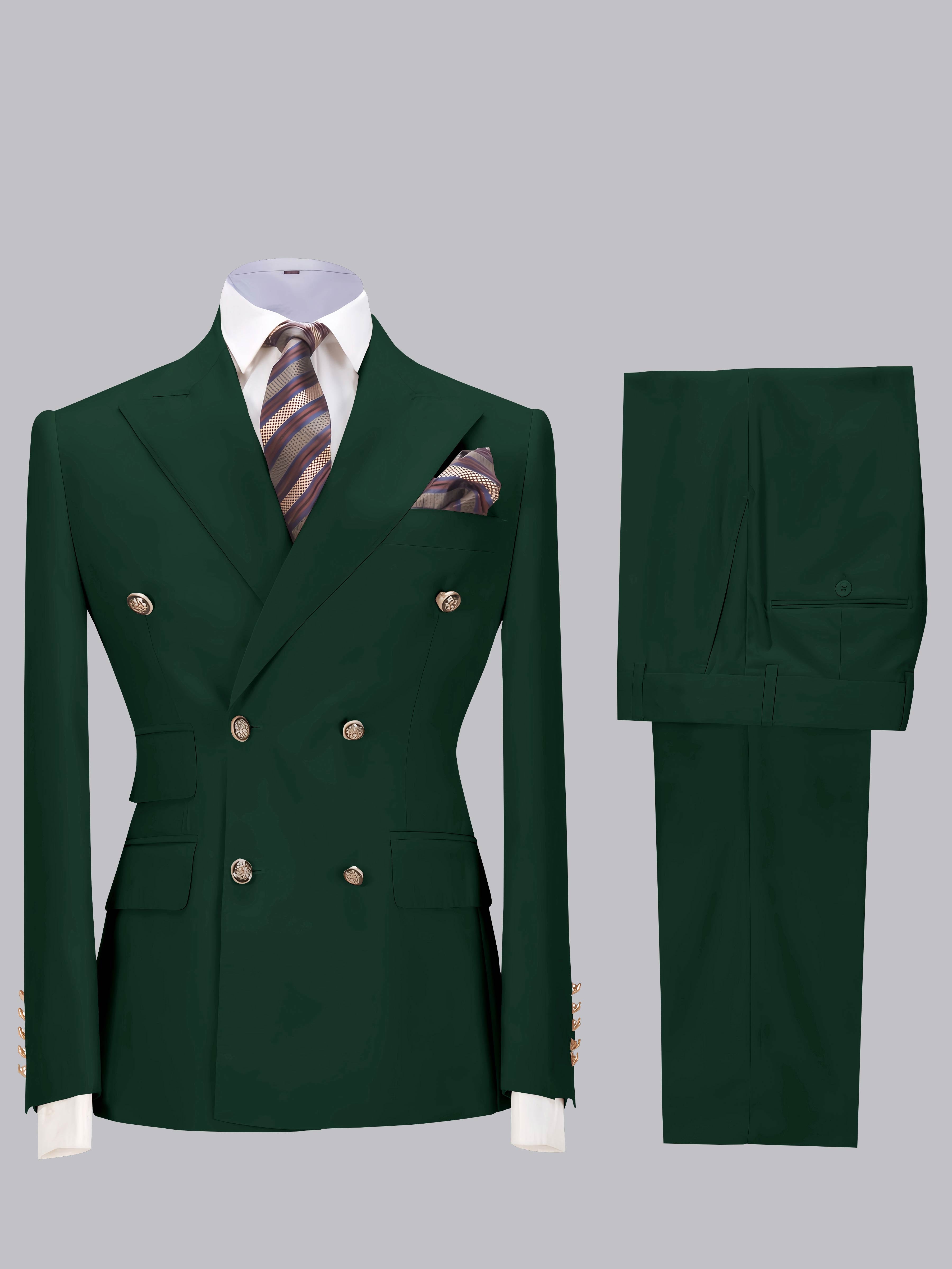 Elegant Double Breasted Slim Fit Men's 2 Pieces Wedding Suits