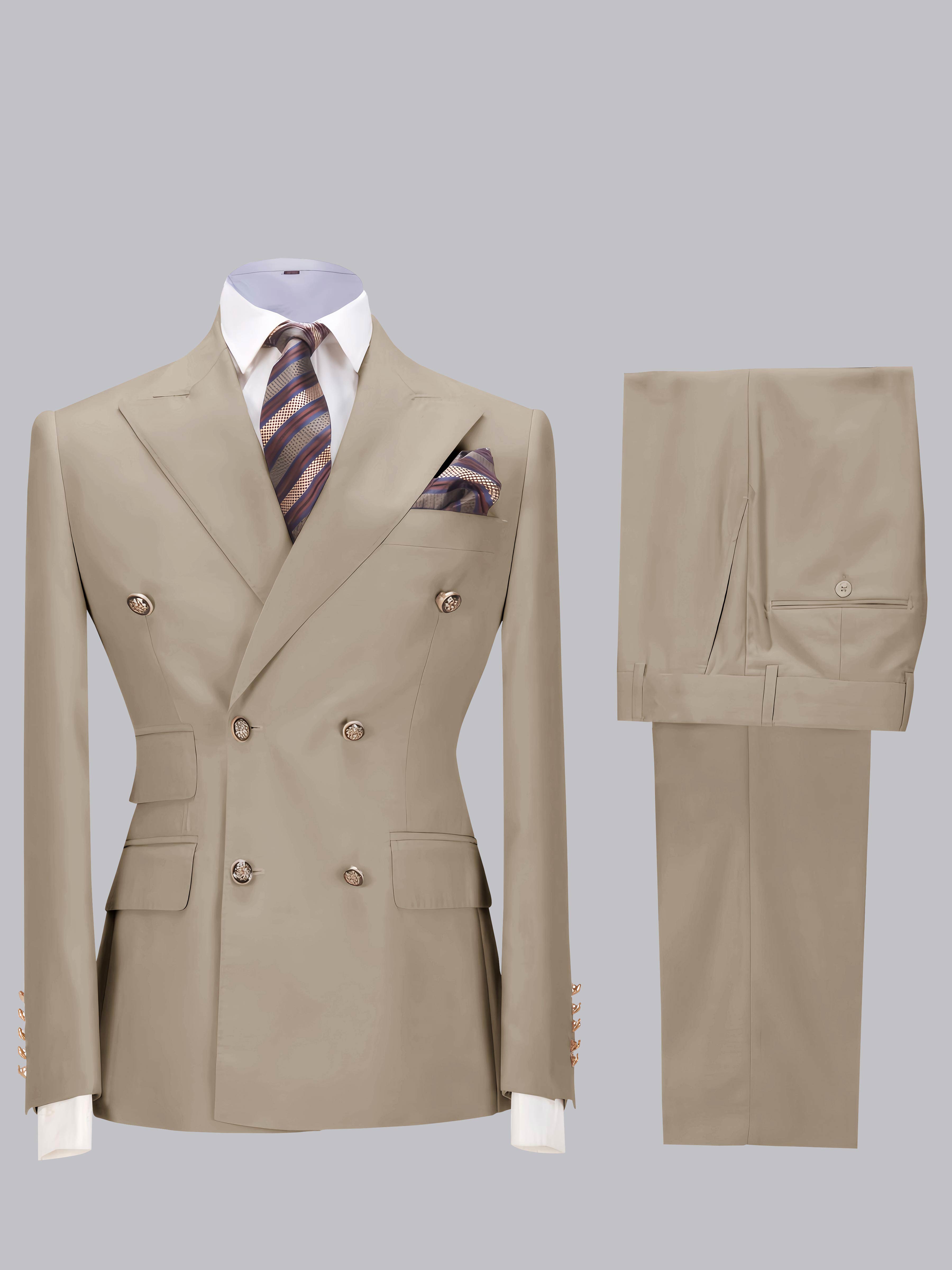 Elegant Double Breasted Slim Fit Men's 2 Pieces Wedding Suits