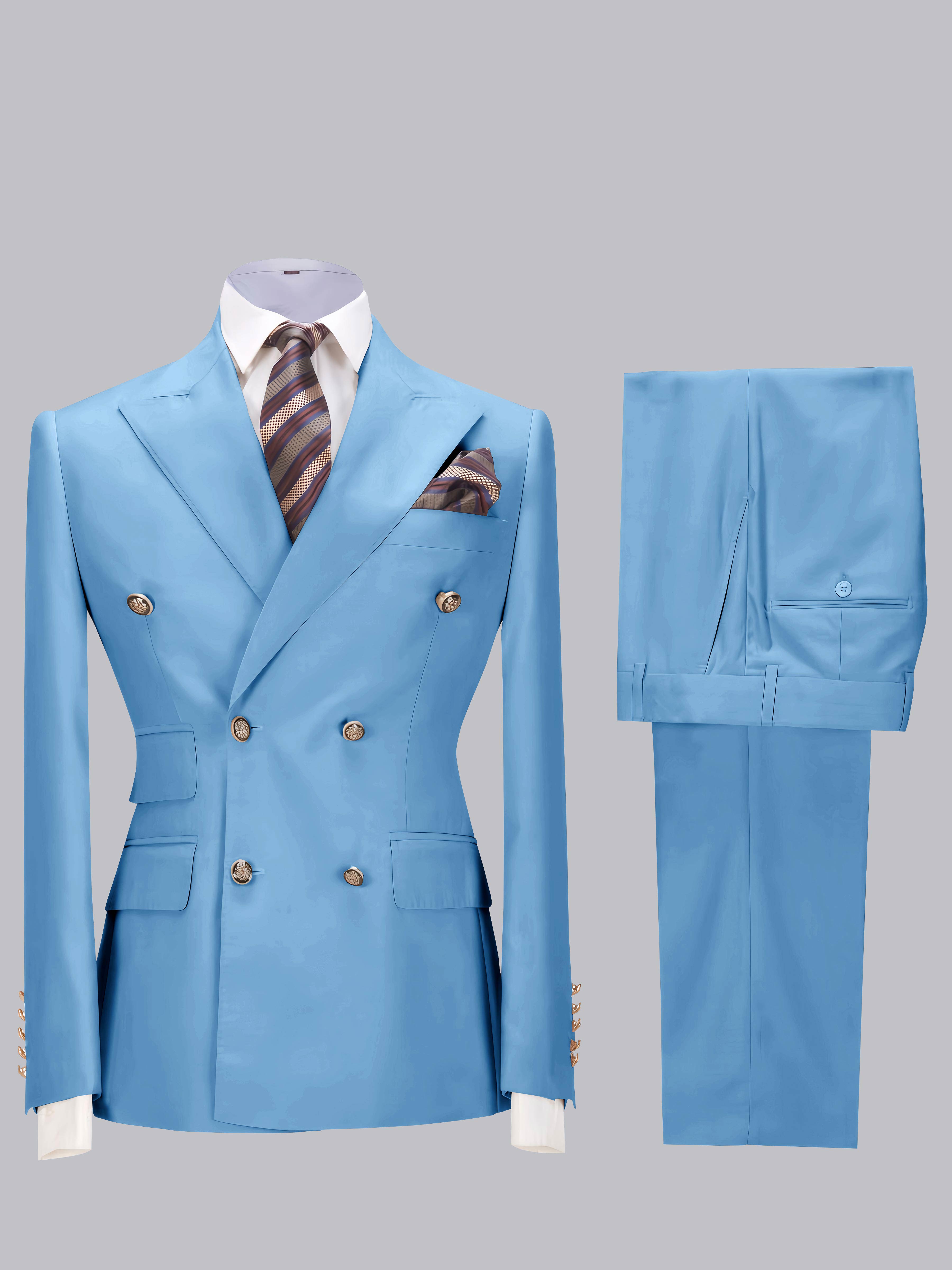 Elegant Double Breasted Slim Fit Men's 2 Pieces Wedding Suits