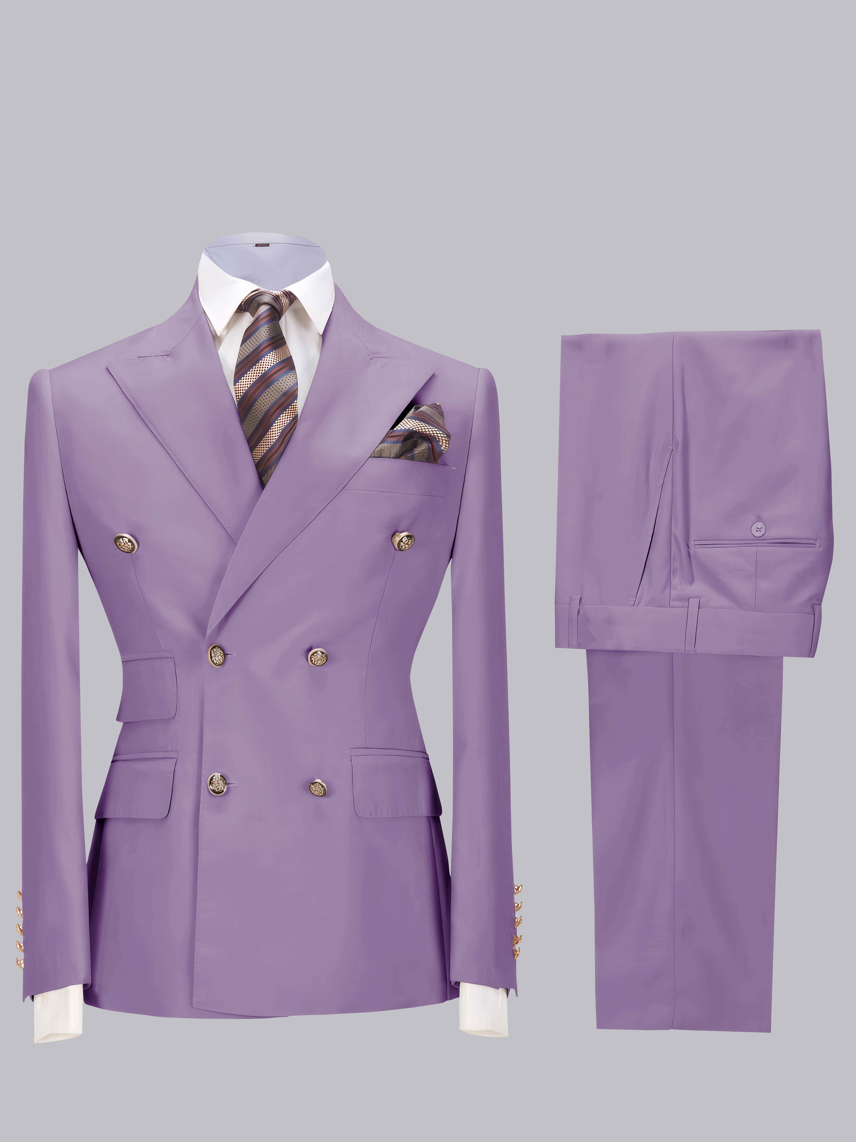 Elegant Double Breasted Slim Fit Men's 2 Pieces Wedding Suits