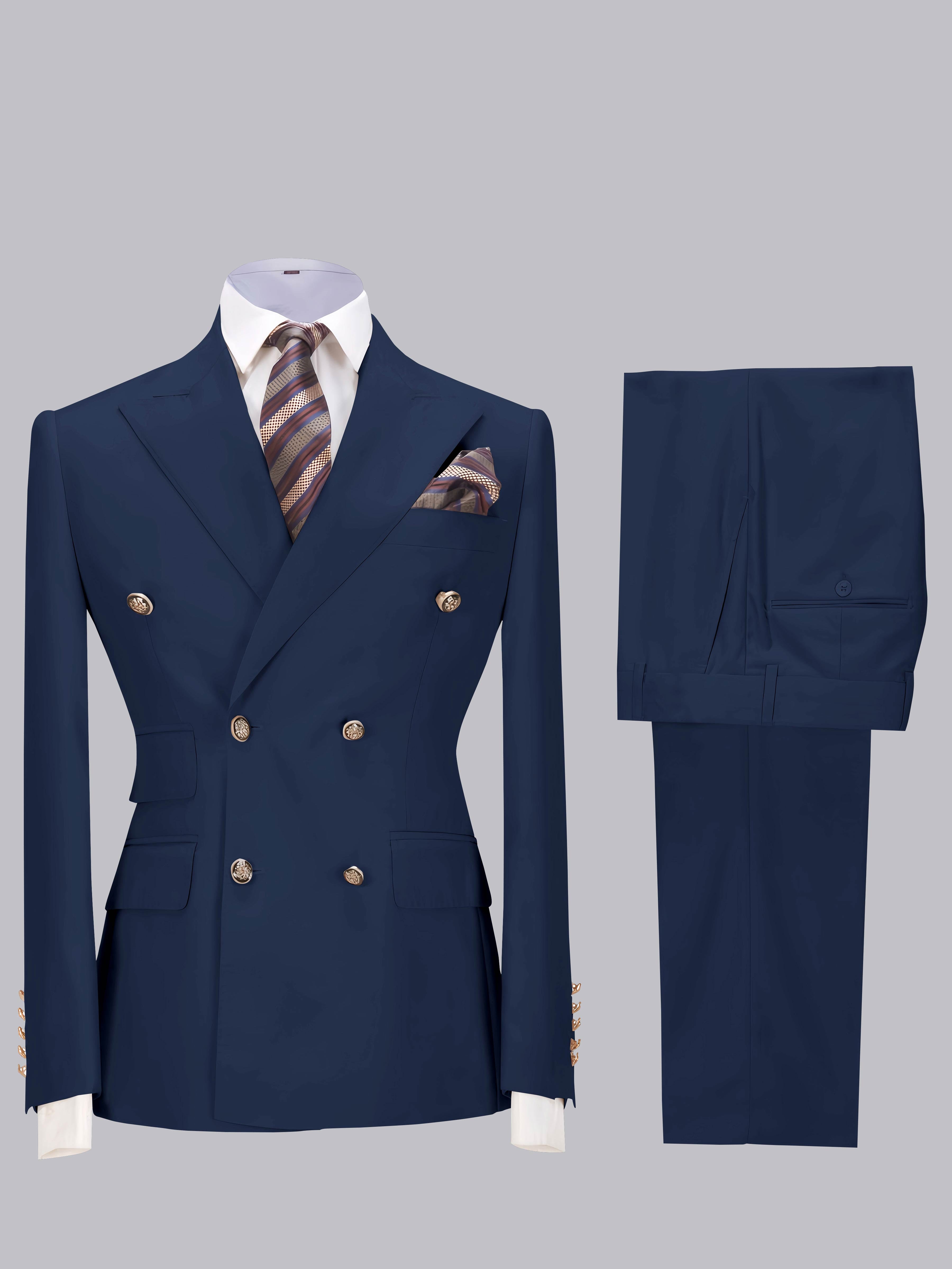 Elegant Double Breasted Slim Fit Men's 2 Pieces Wedding Suits