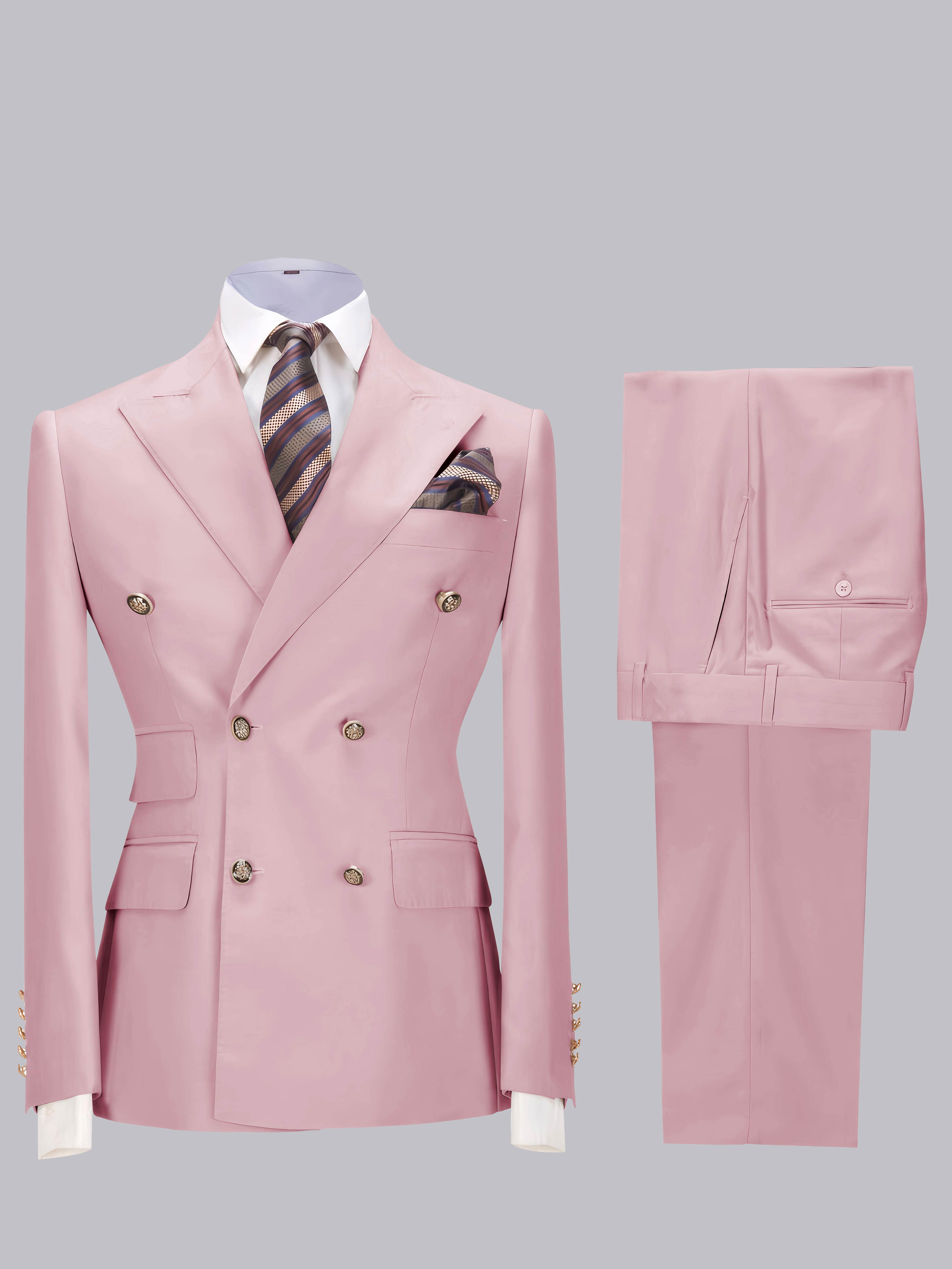 Elegant Double Breasted Slim Fit Men's 2 Pieces Wedding Suits