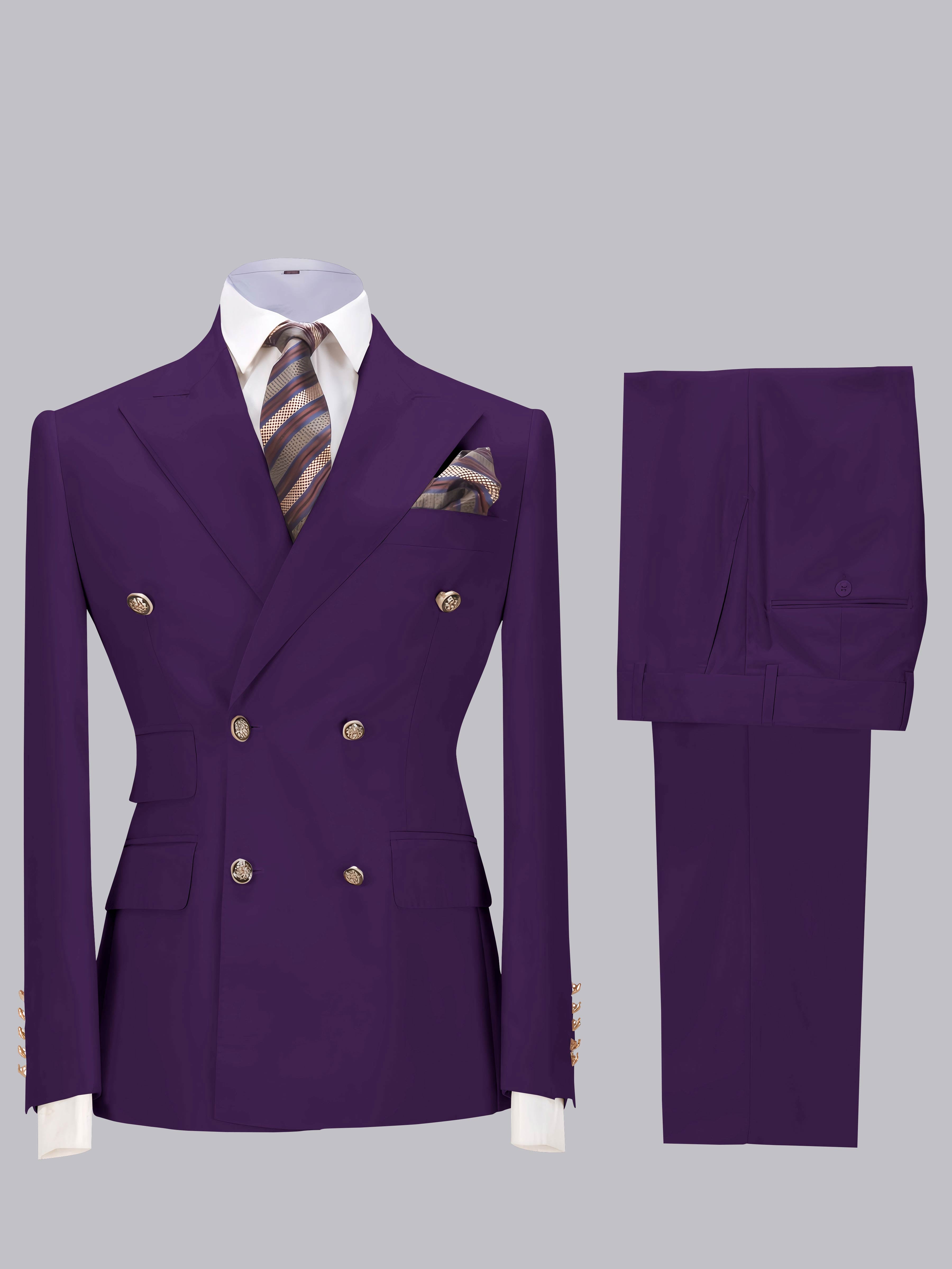 Elegant Double Breasted Slim Fit Men's 2 Pieces Wedding Suits