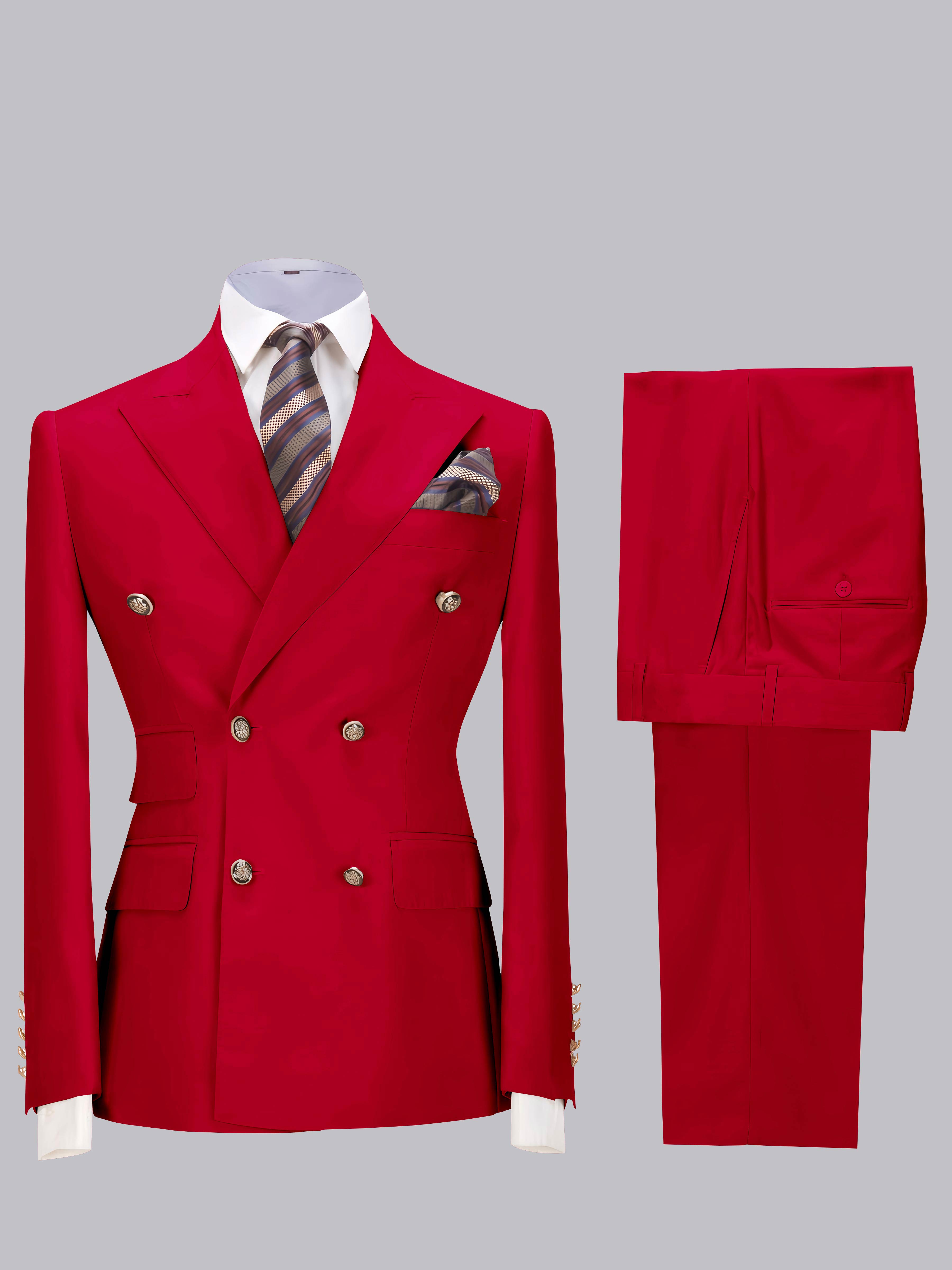 Elegant Double Breasted Slim Fit Men's 2 Pieces Wedding Suits