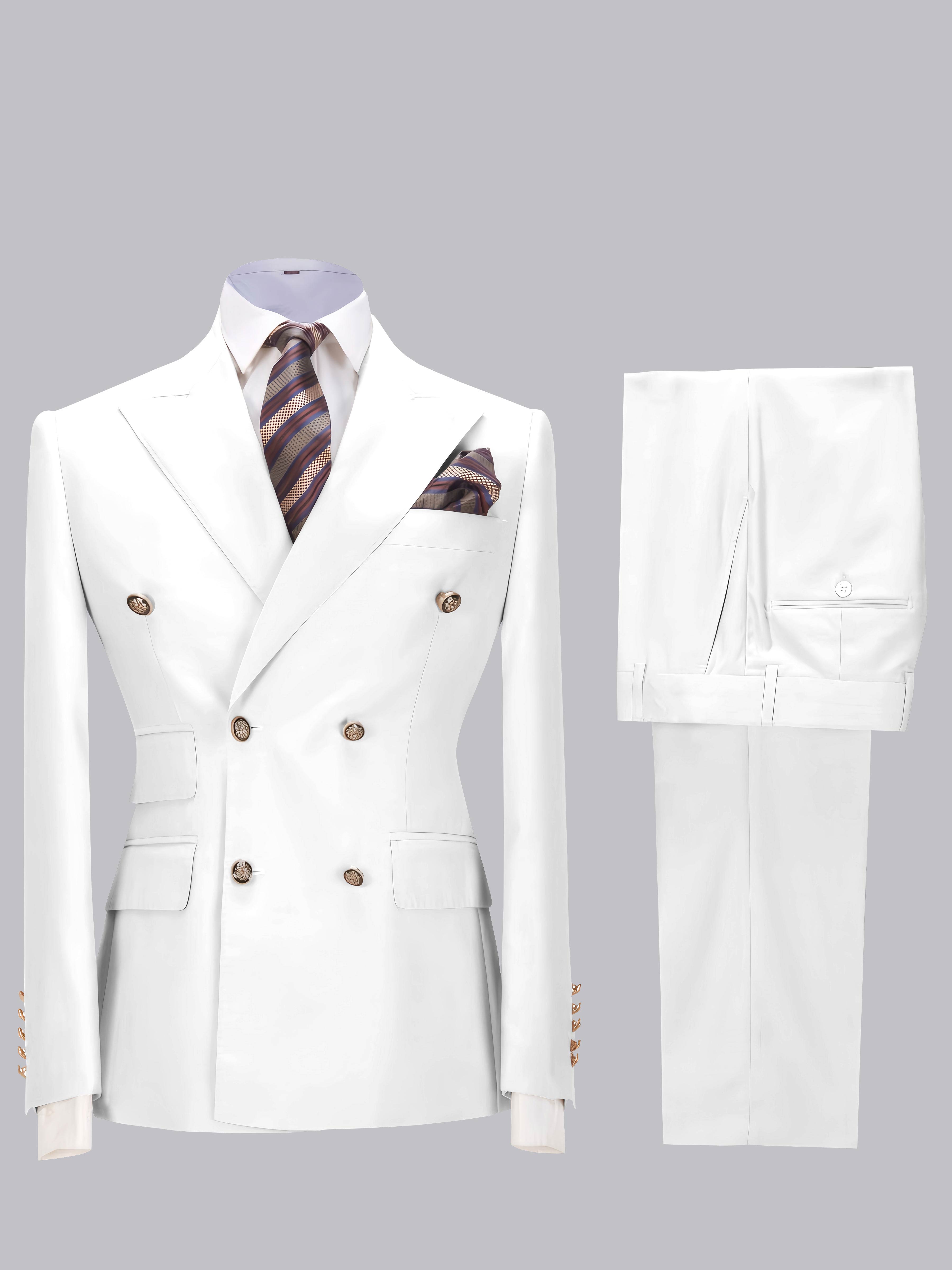Elegant Double Breasted Slim Fit Men's 2 Pieces Wedding Suits