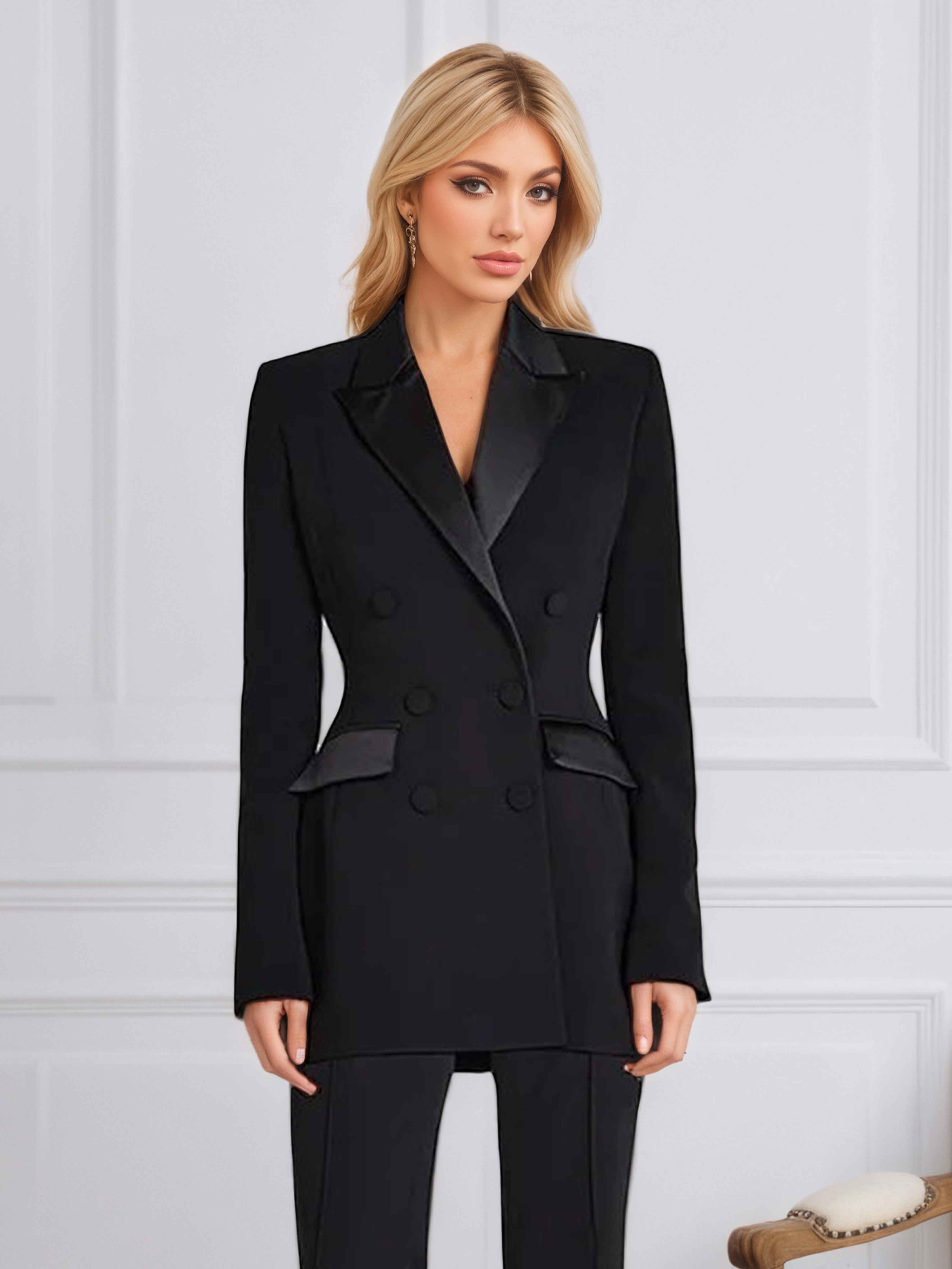 Trendy Women's Double Breasted Slim Fit Formal Blazer