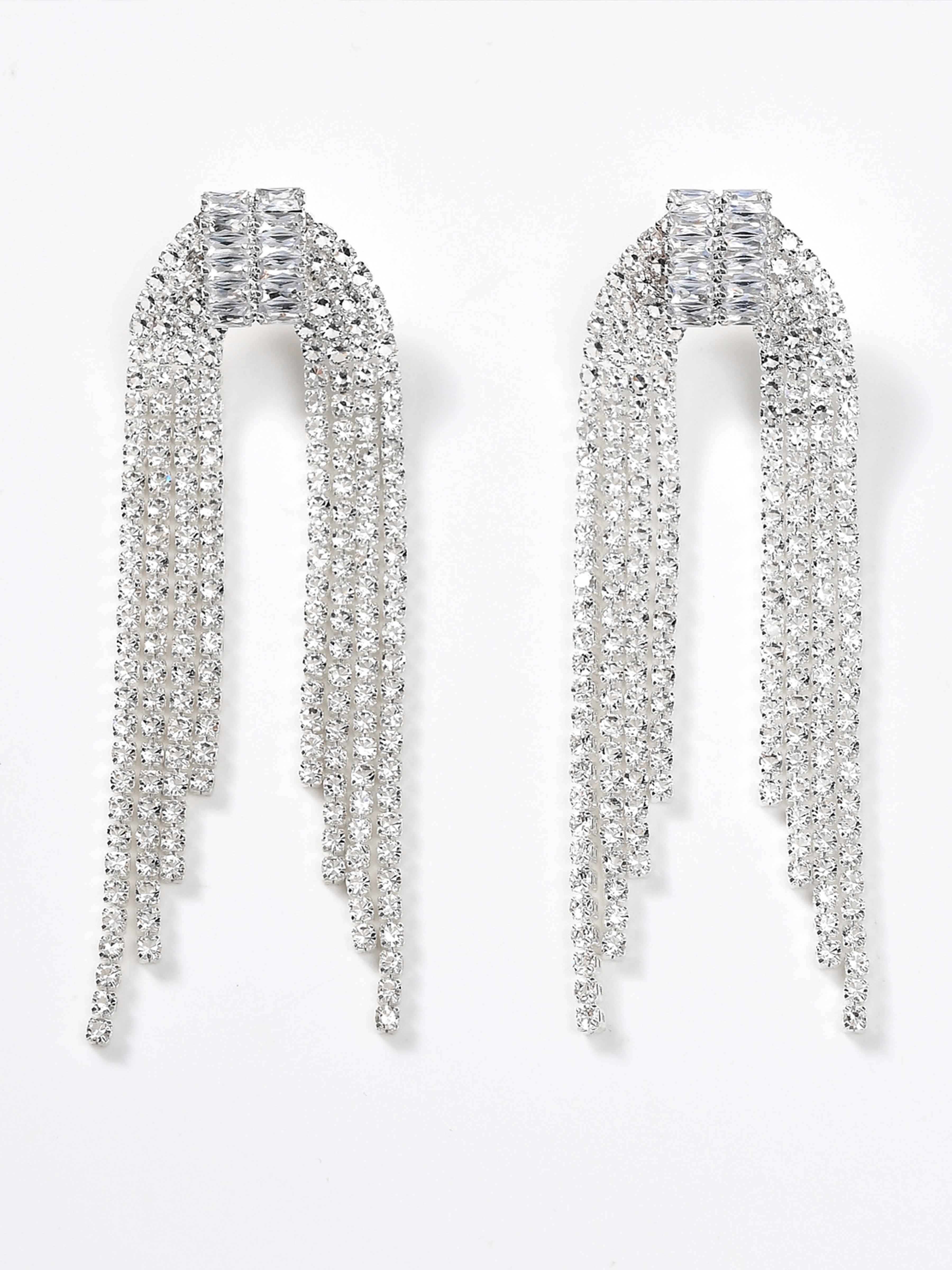 Unique Exquisite Rhinestones Long Earrings