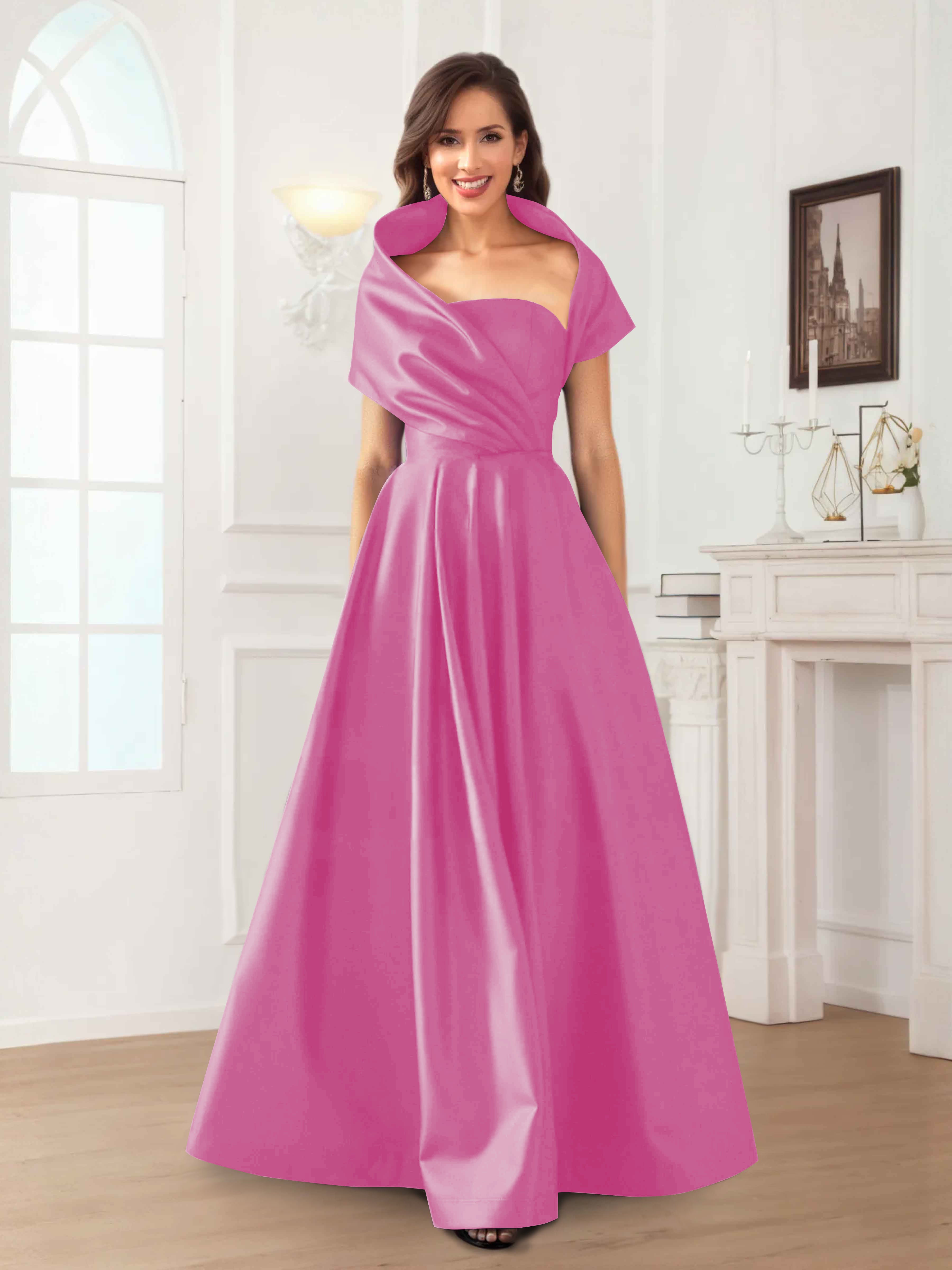 Valeska Refined A-Line Off the Shoulder Long Satin Mother Of The Bride Dresses