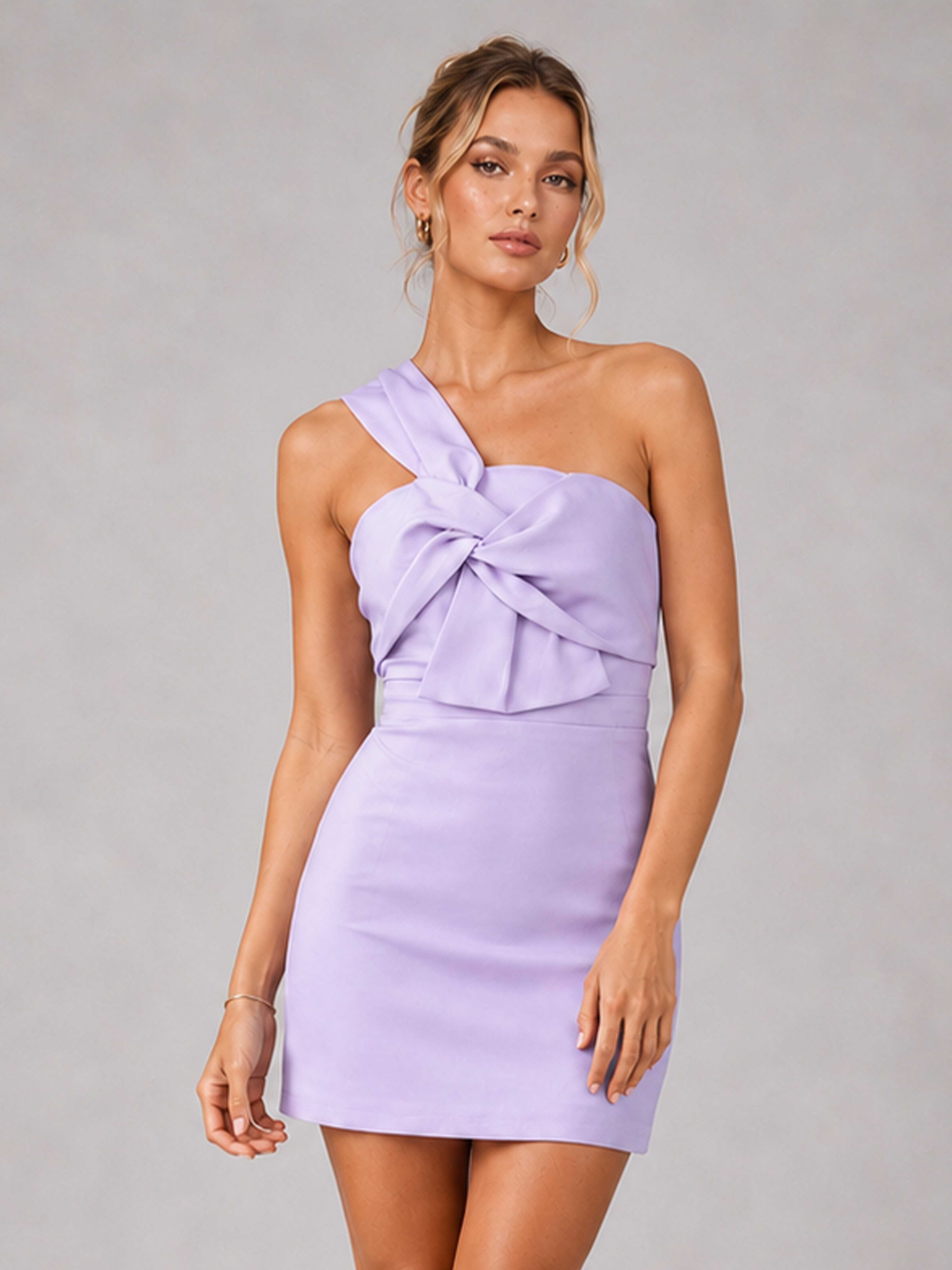 Fiorella One Shoulder Twist Bodycon Mini Homecoming Dress