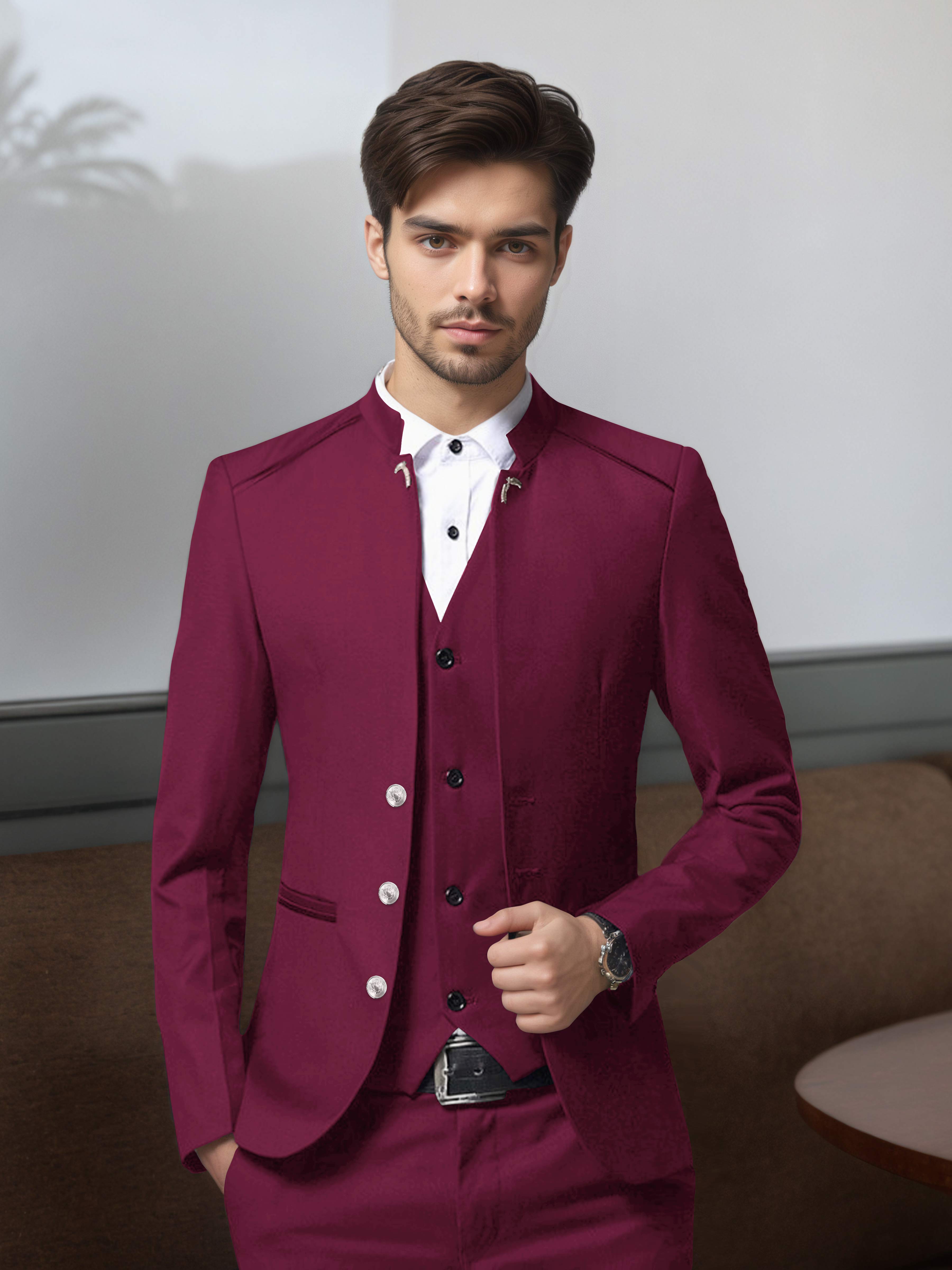 Vintage Men's Structured Single Breasted 3 Pieces Suits