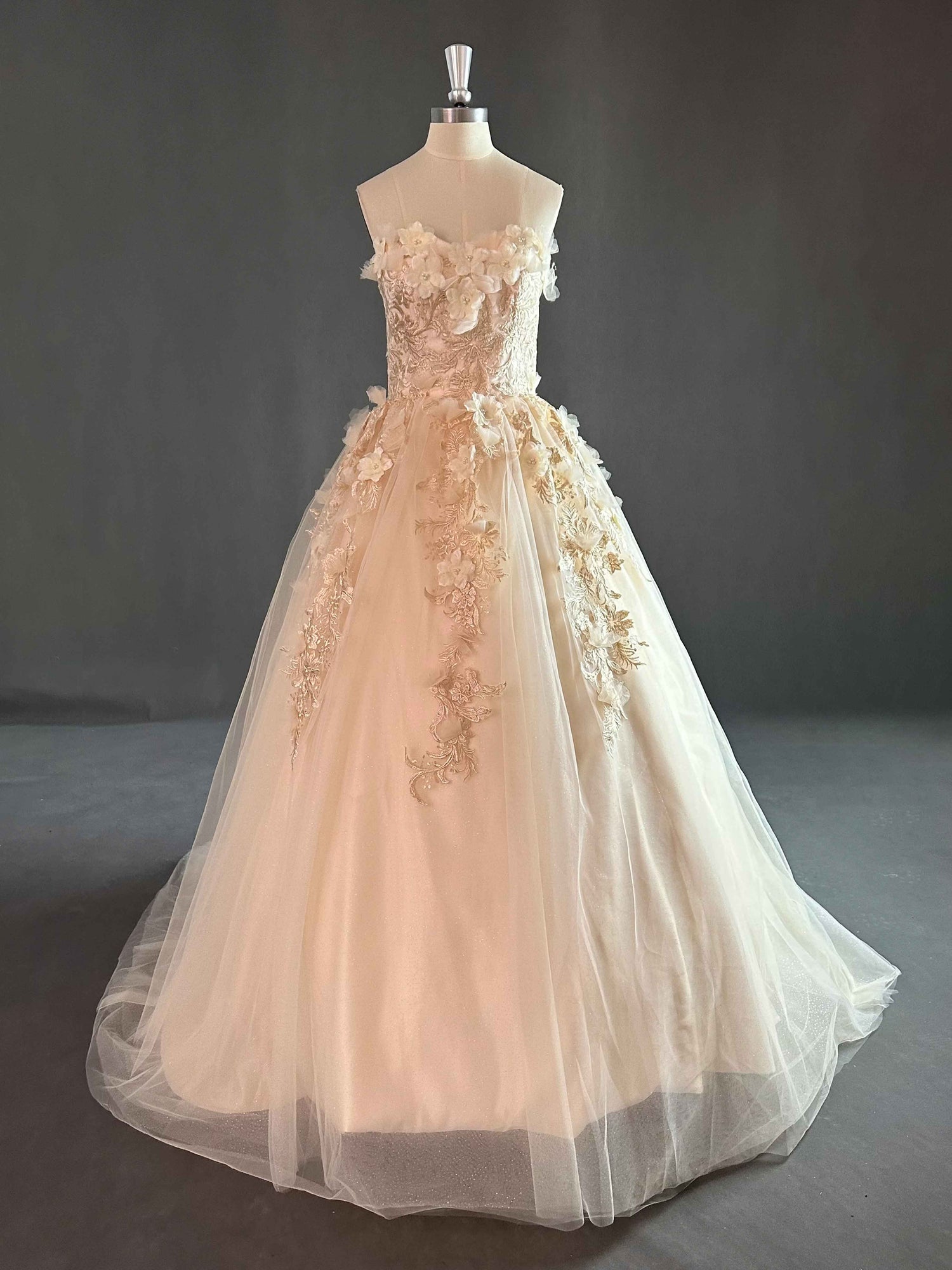 Wine Quince Tulle Ball Gown Prom Dress with Train main image 1