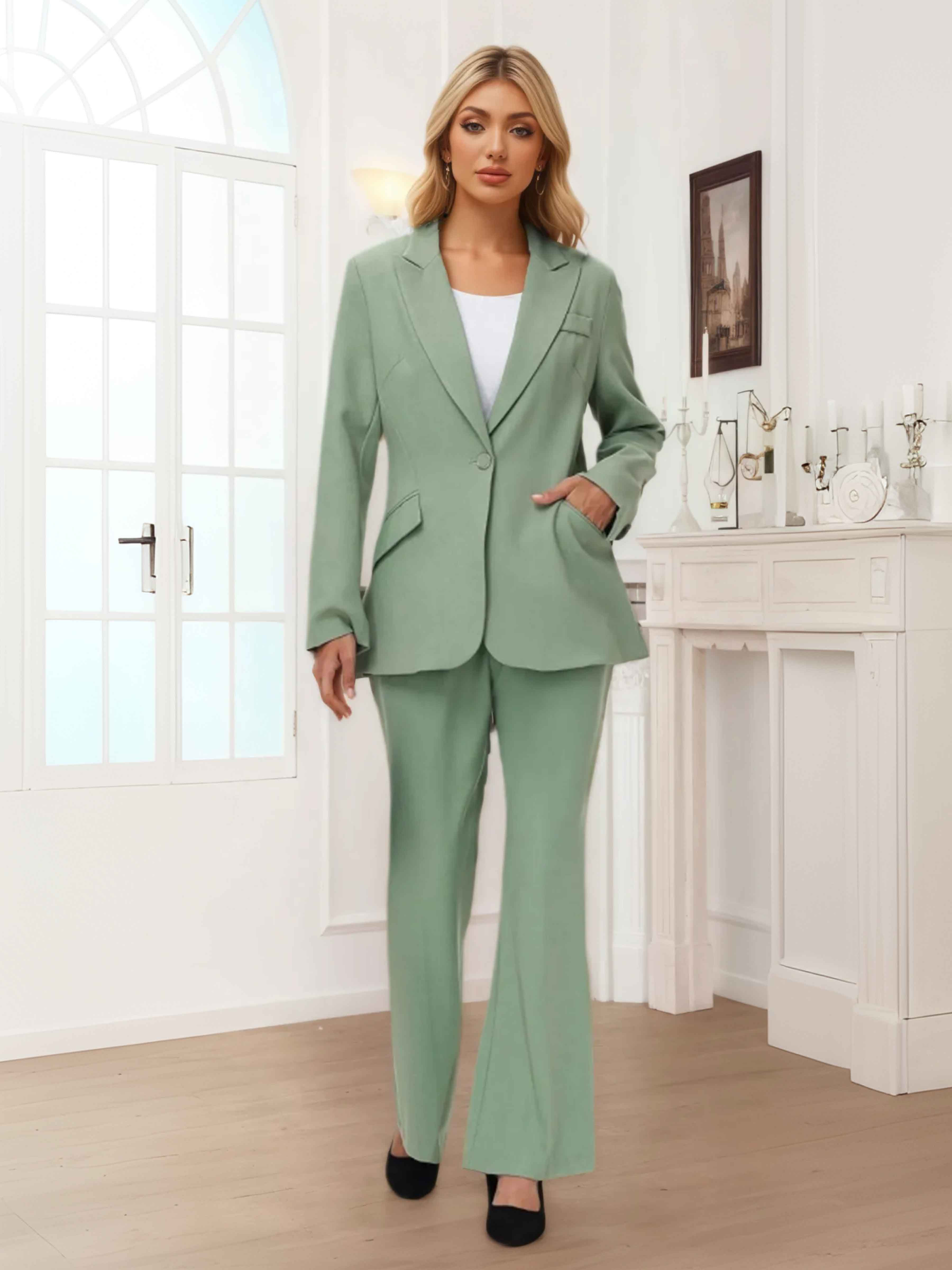 Chic Women's 2 Pieces Peak Lapel One Button Suit For Guest