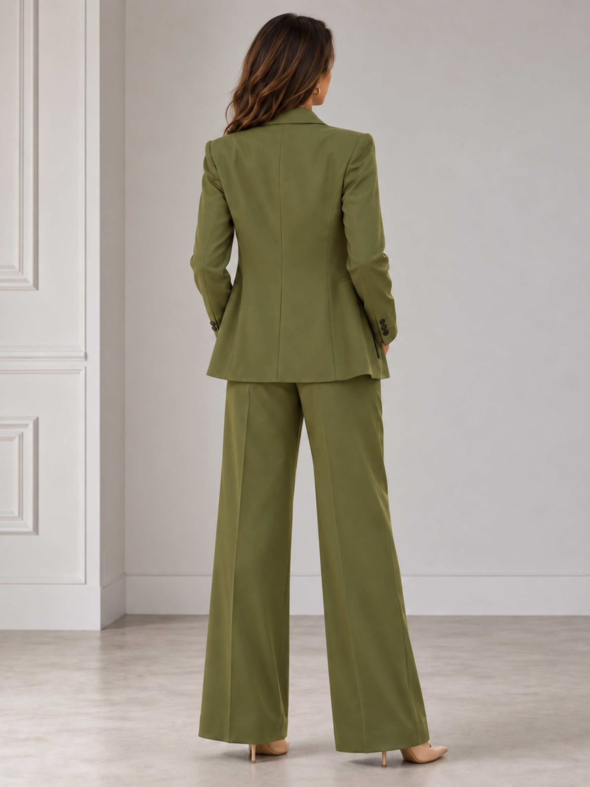 Sophisticated Women’s Notched Lapel 3-Piece Suit Set, Blazer Vest & Wide Leg Pants for Formal Occasions