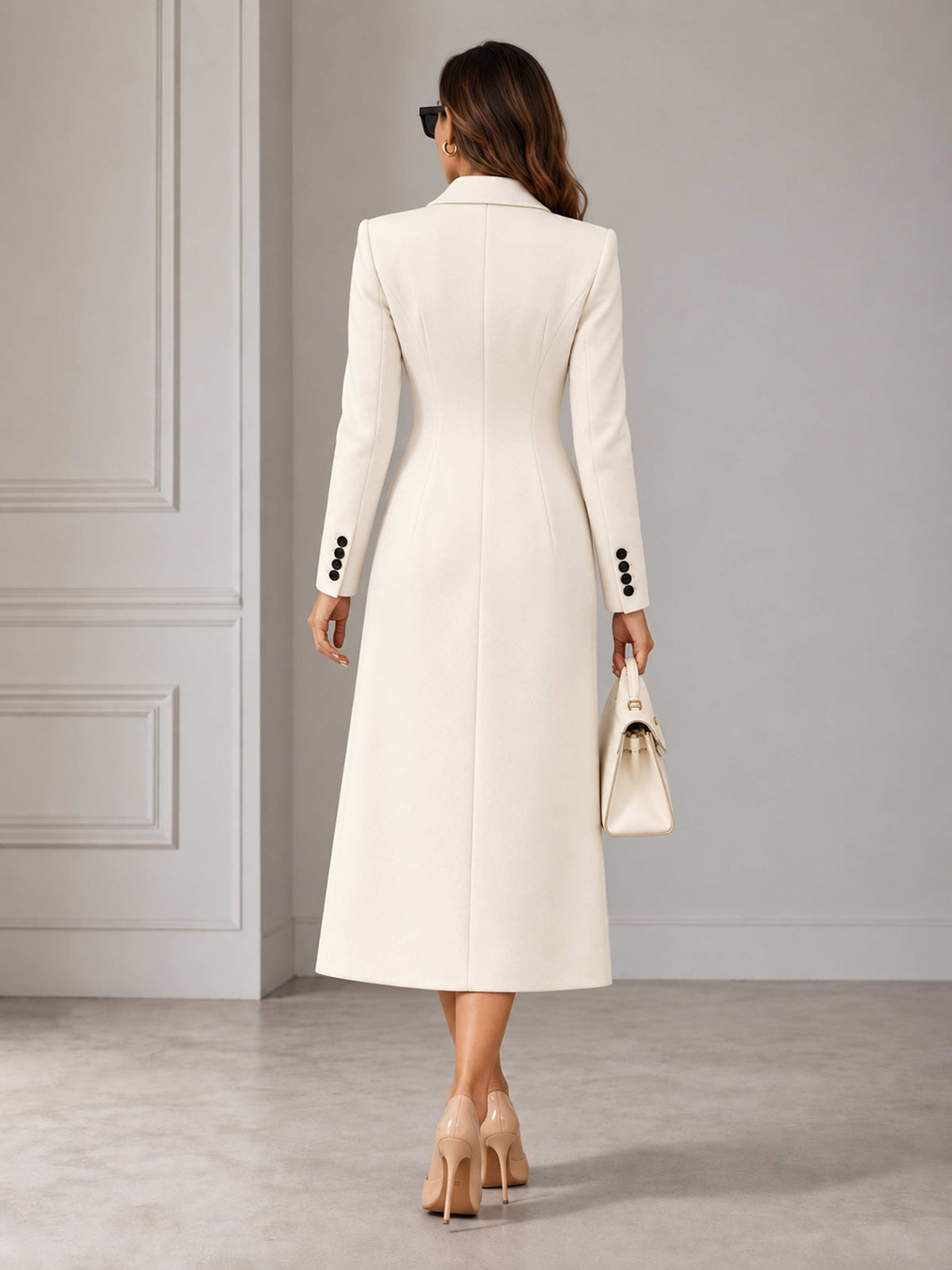 Refined Women’s Double Breasted Tailored Long Suit Coat for Business