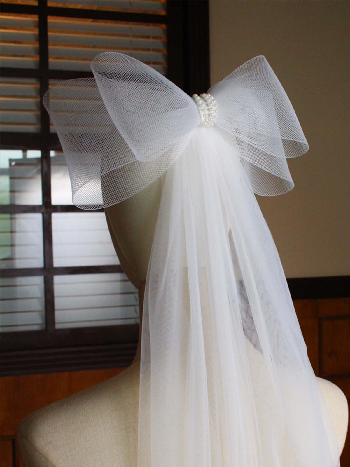 White Super Fairy Bow Knot Bridal Veil