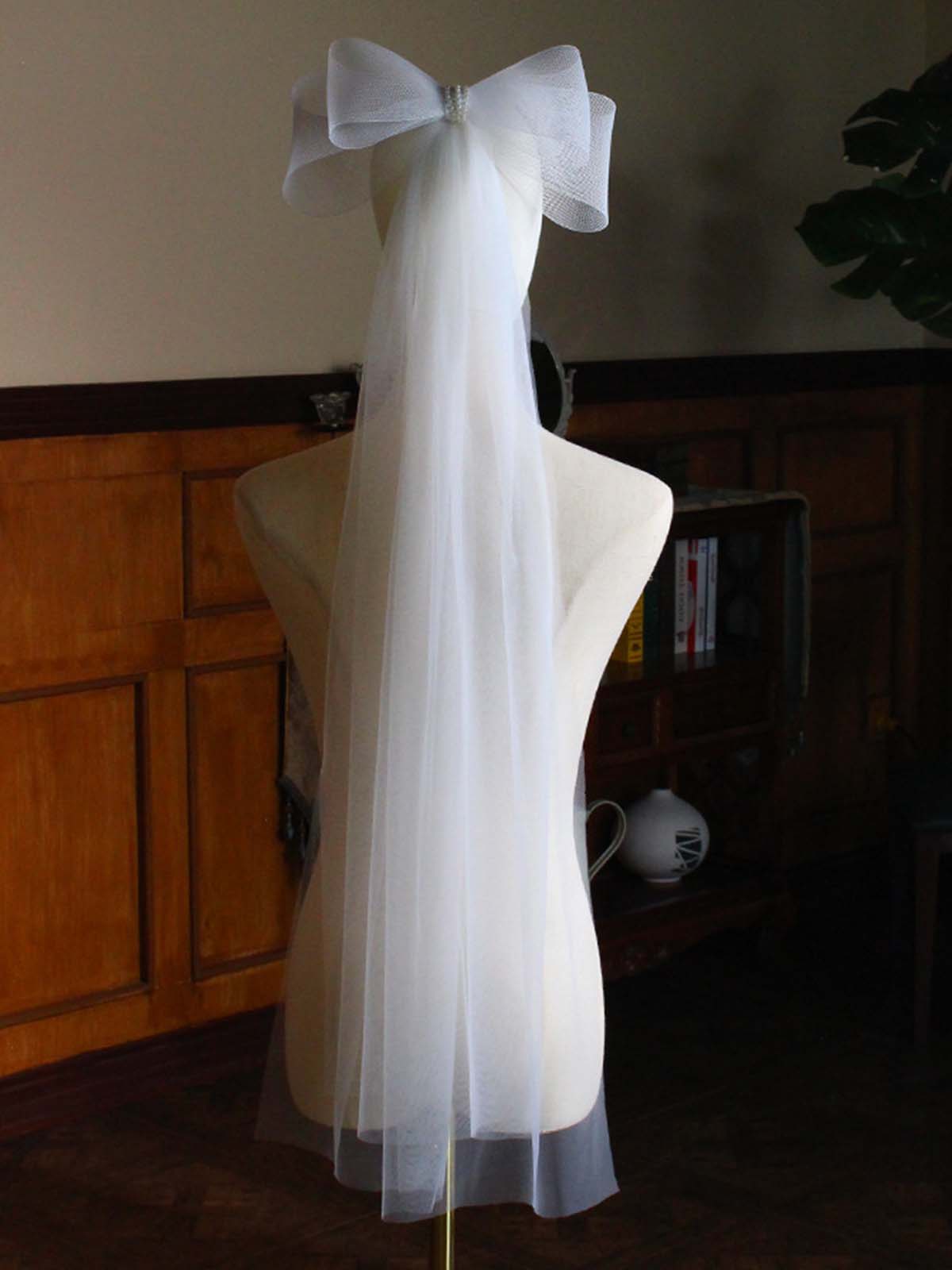 White Super Fairy Bow Knot Bridal Veil