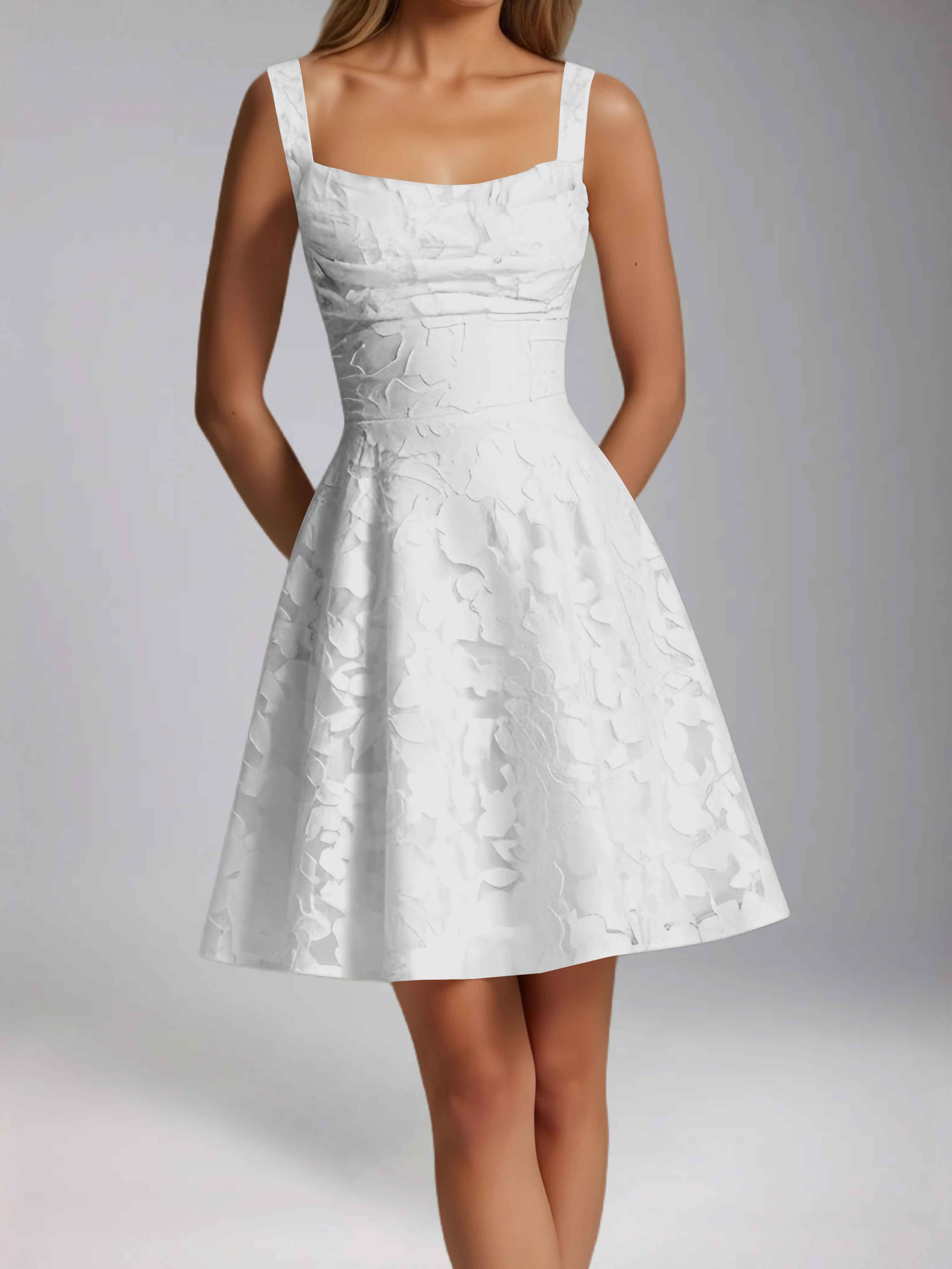 Oraelvanna Elegant Pleated A-Line Jacquard Short Party Dresses