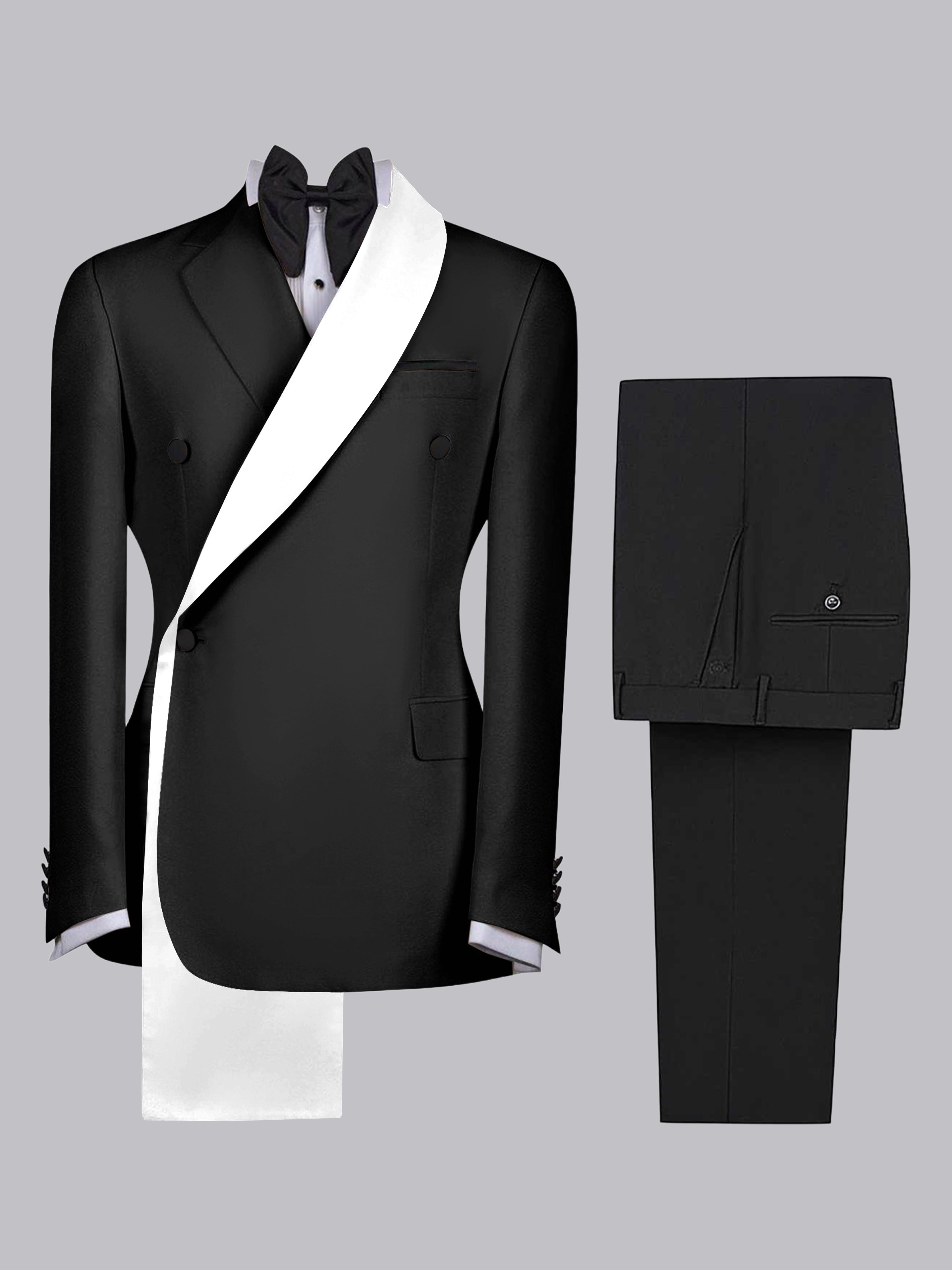 Refined Trim Detail Men's 2 Pieces Shawl Lapel Suit for Elegant Occasions
