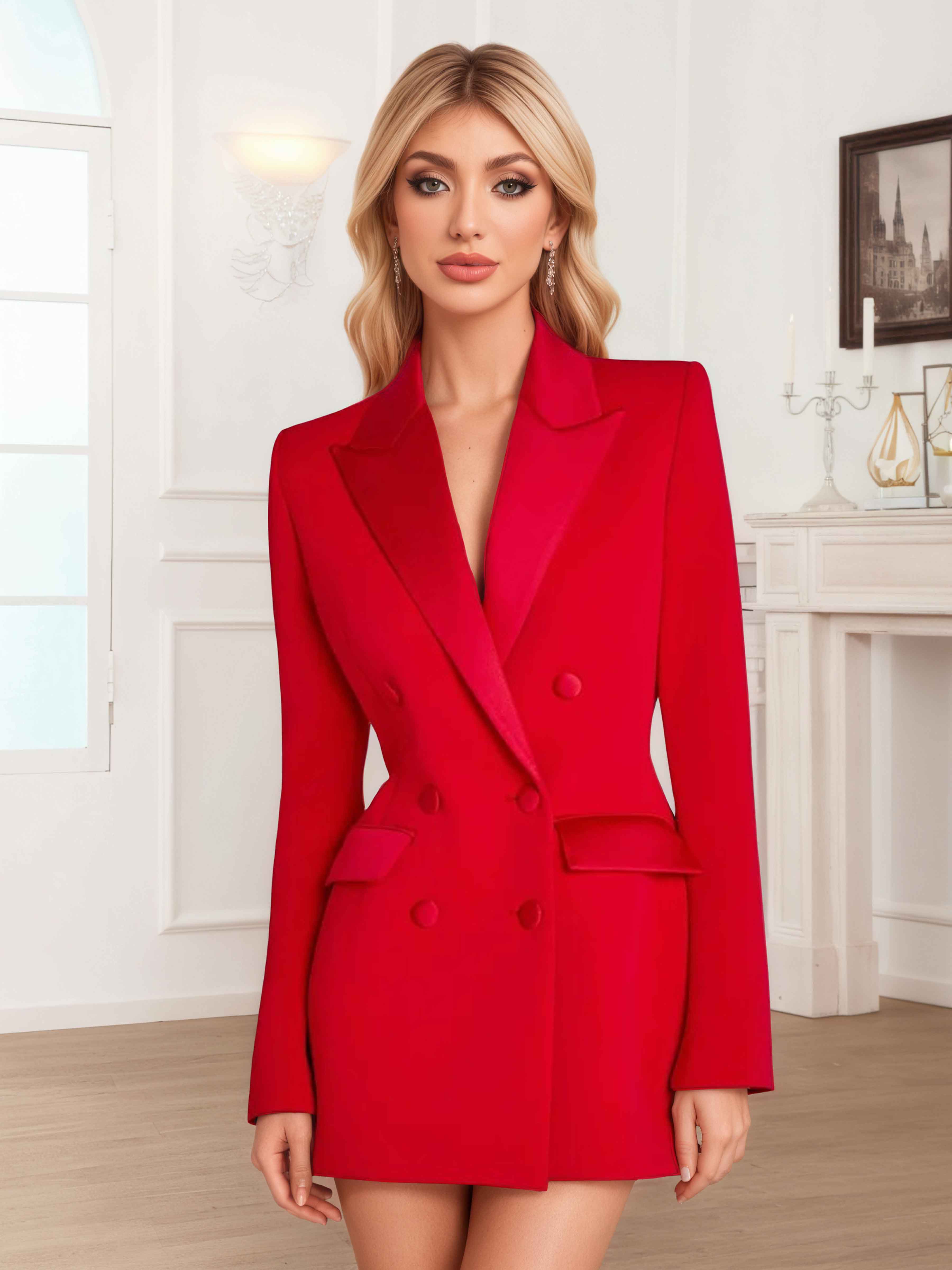 Women's 2 Pieces Notch Lapel Double Breasted Suit Set