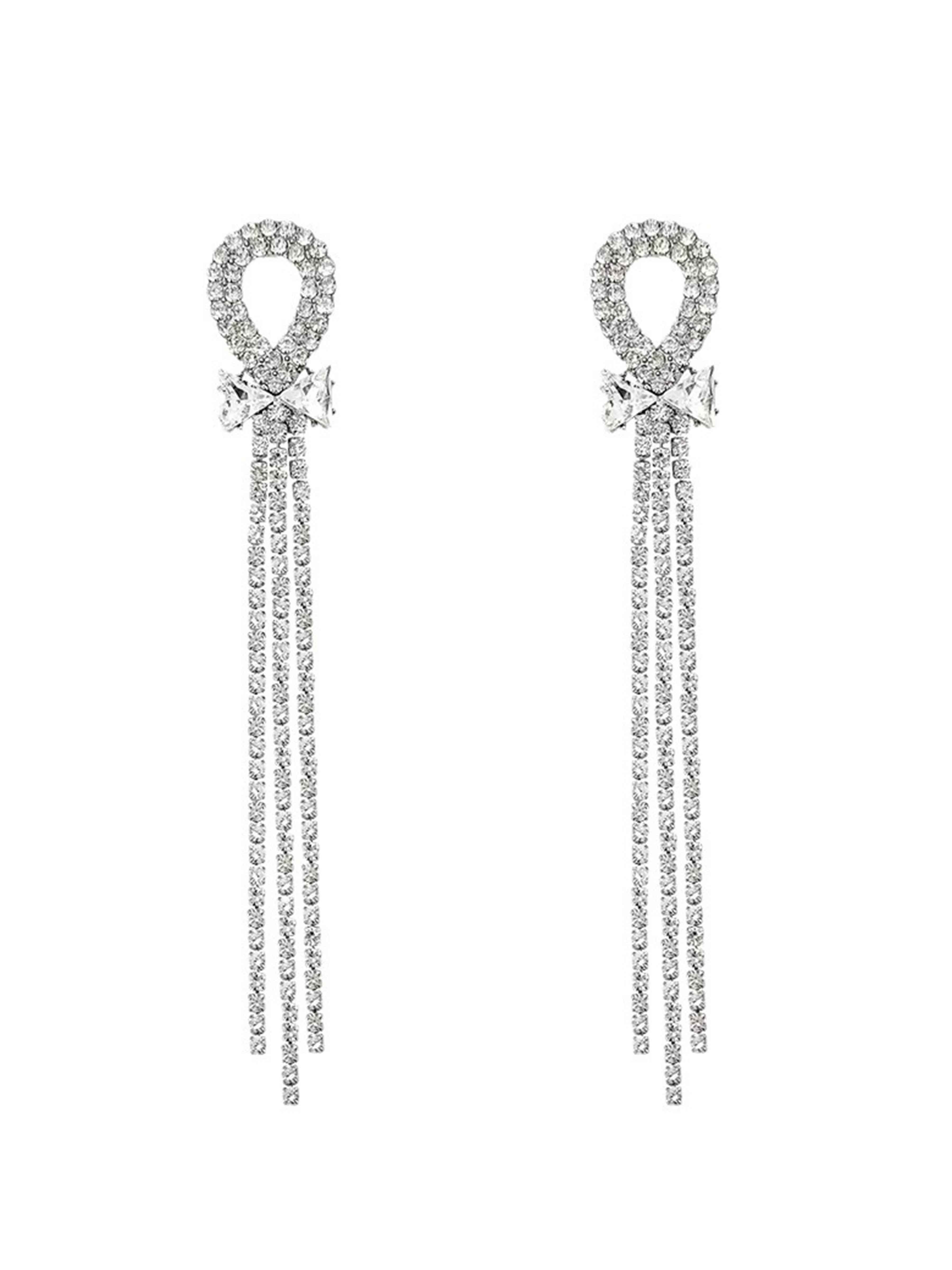 Rhinestone Long Tassel Earrings