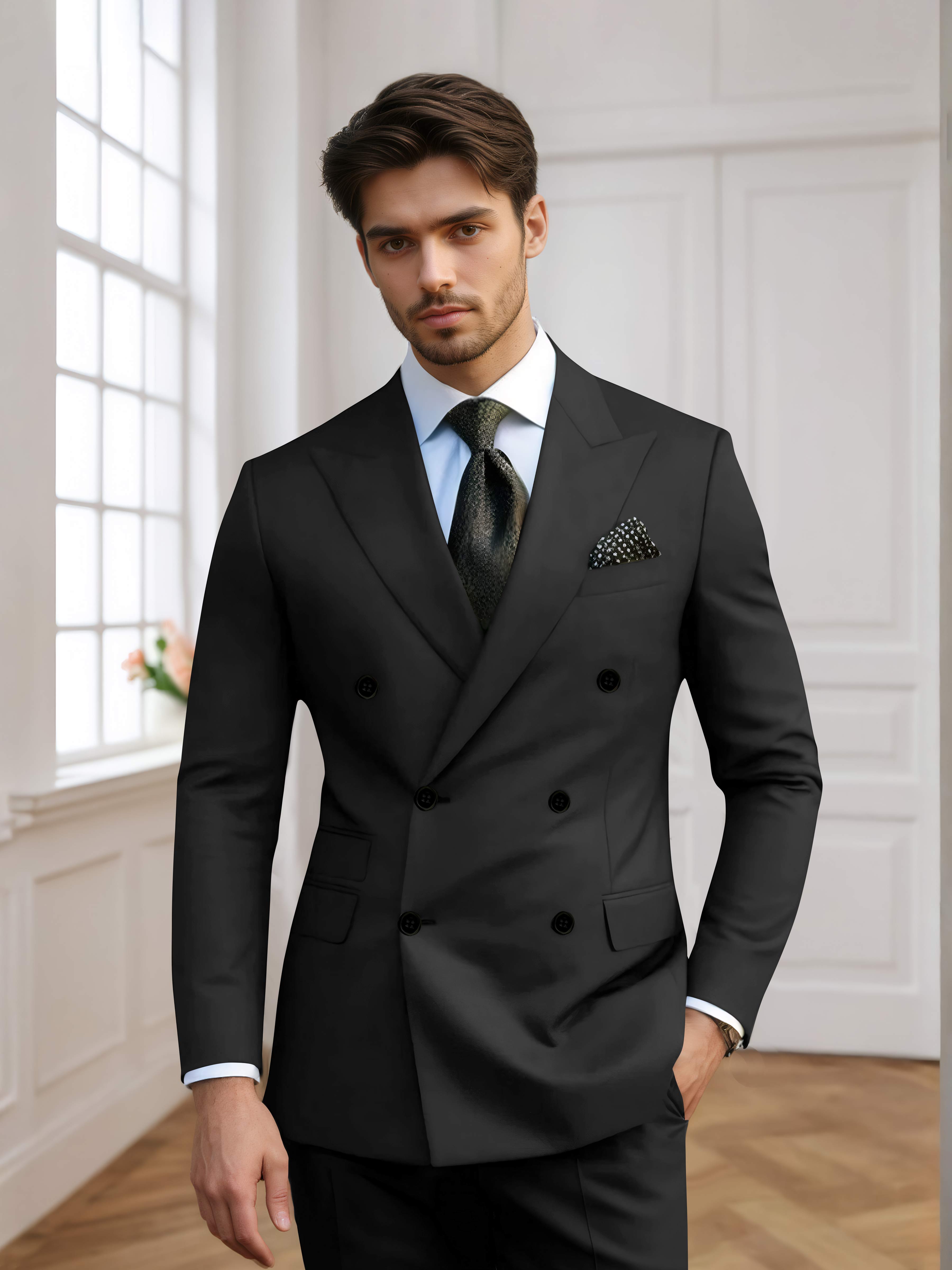 Men's Slim Fit Double Breasted 2 Pieces Wedding Suits