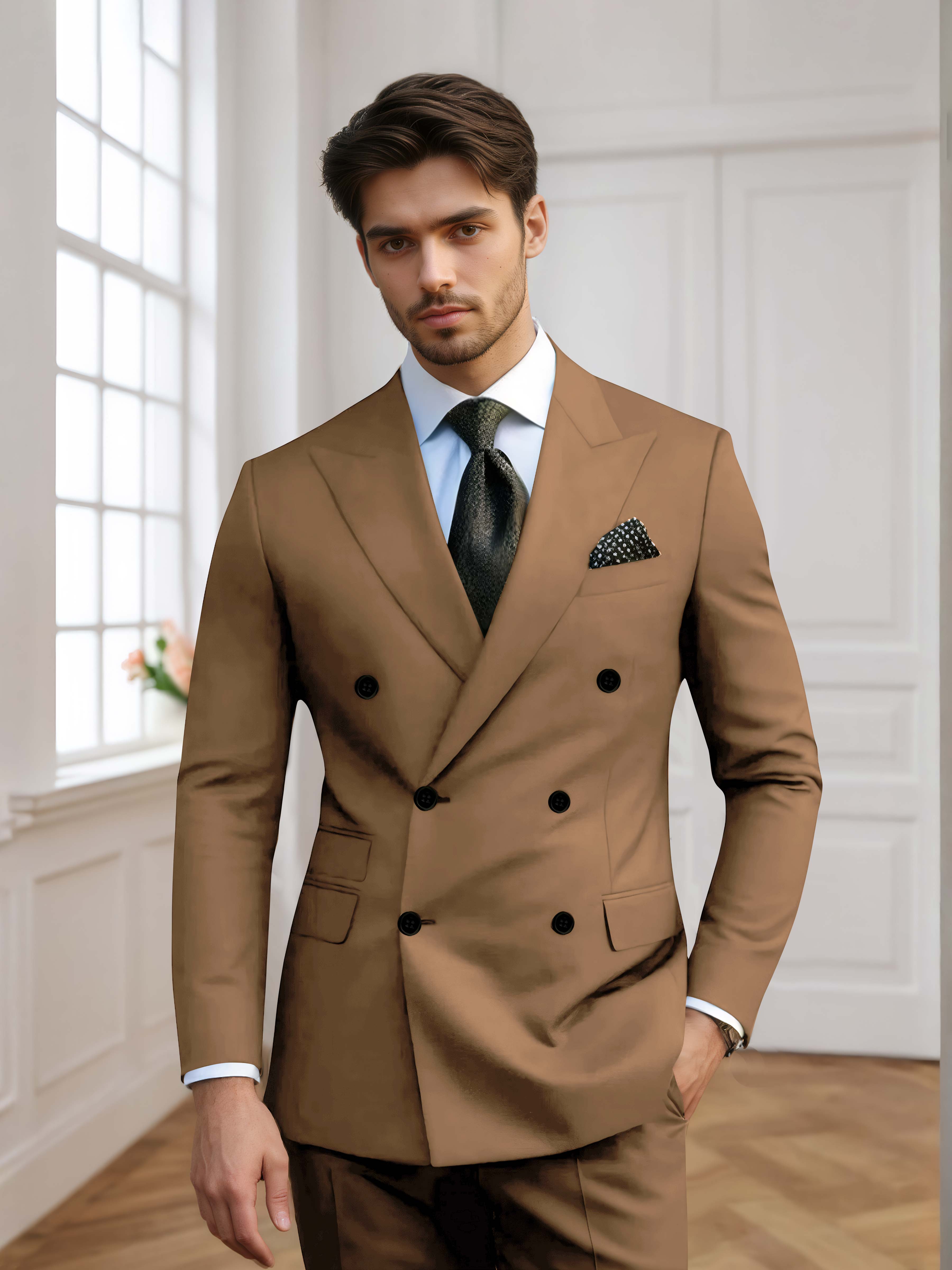 Men's Slim Fit Double Breasted 2 Pieces Wedding Suits
