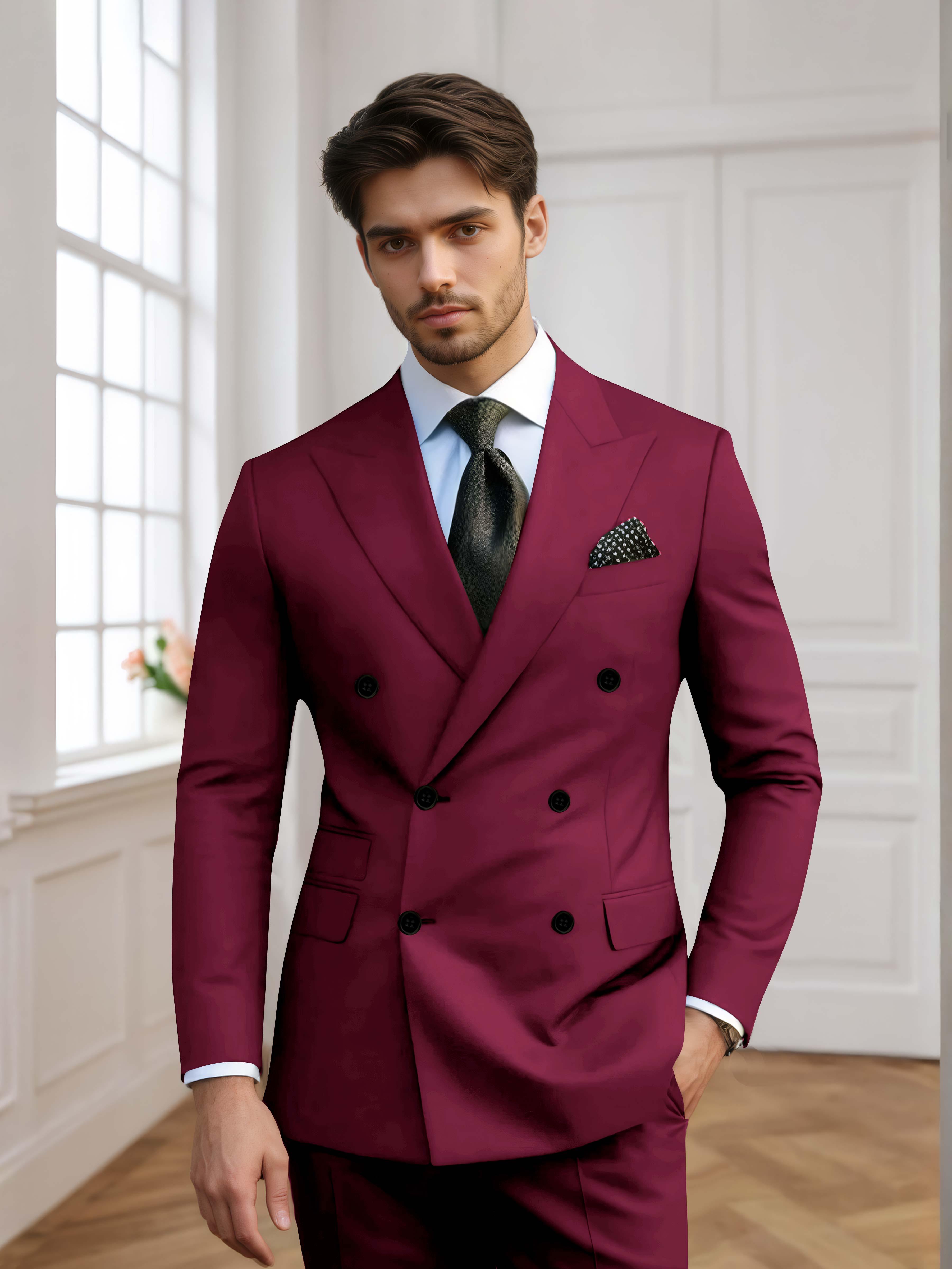 Men's Slim Fit Double Breasted 2 Pieces Wedding Suits